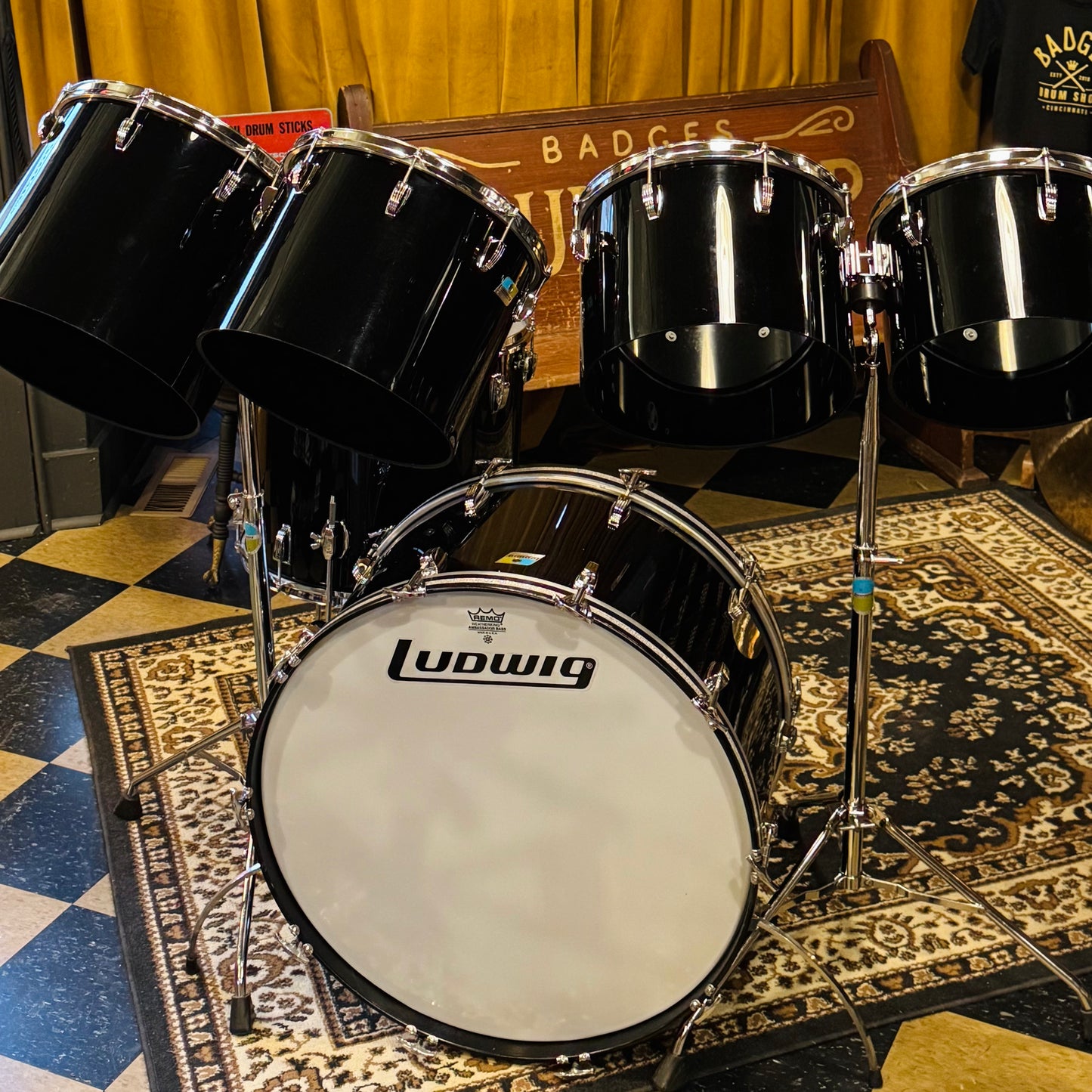 VINTAGE 1978-1979 Ludwig Vistalite Overdrive Outfit in Black Acrylic - 14x26, 9x13, 10x14, 12x15, 14x16, 16x18
