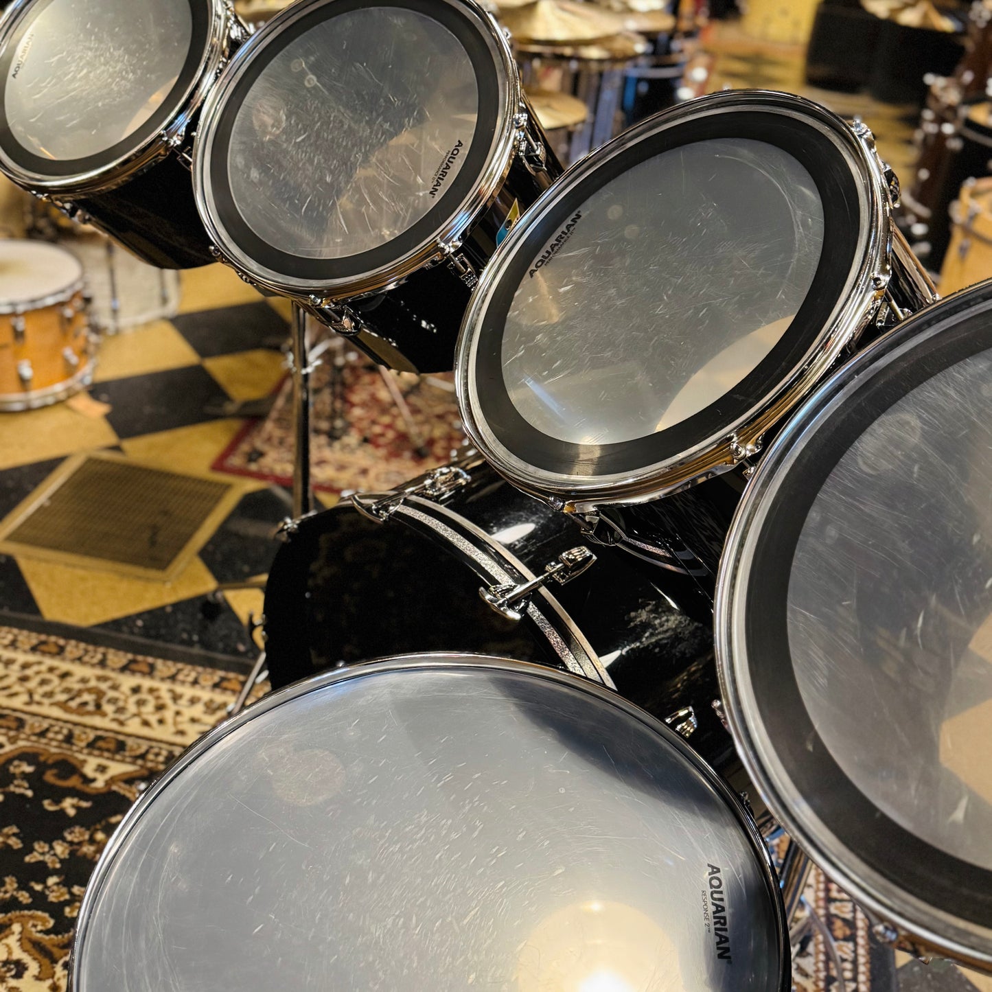 VINTAGE 1978-1979 Ludwig Vistalite Overdrive Outfit in Black Acrylic - 14x26, 9x13, 10x14, 12x15, 14x16, 16x18