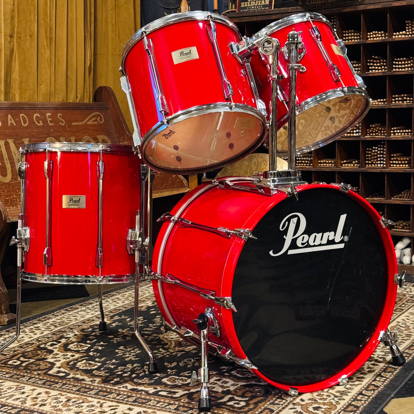 USED 1990's Pearl Session Elite in Sacoya Red - 16x22, 10x13, 11x14, 16x16
