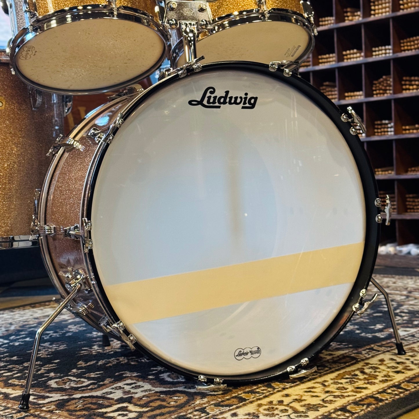 VINTAGE 1966 Ludwig Hollywood Outfit in Champagne Sparkle w/ Lm400 Snare Drum - 14x22, 8x12, 8x12, 16x16, 5x14