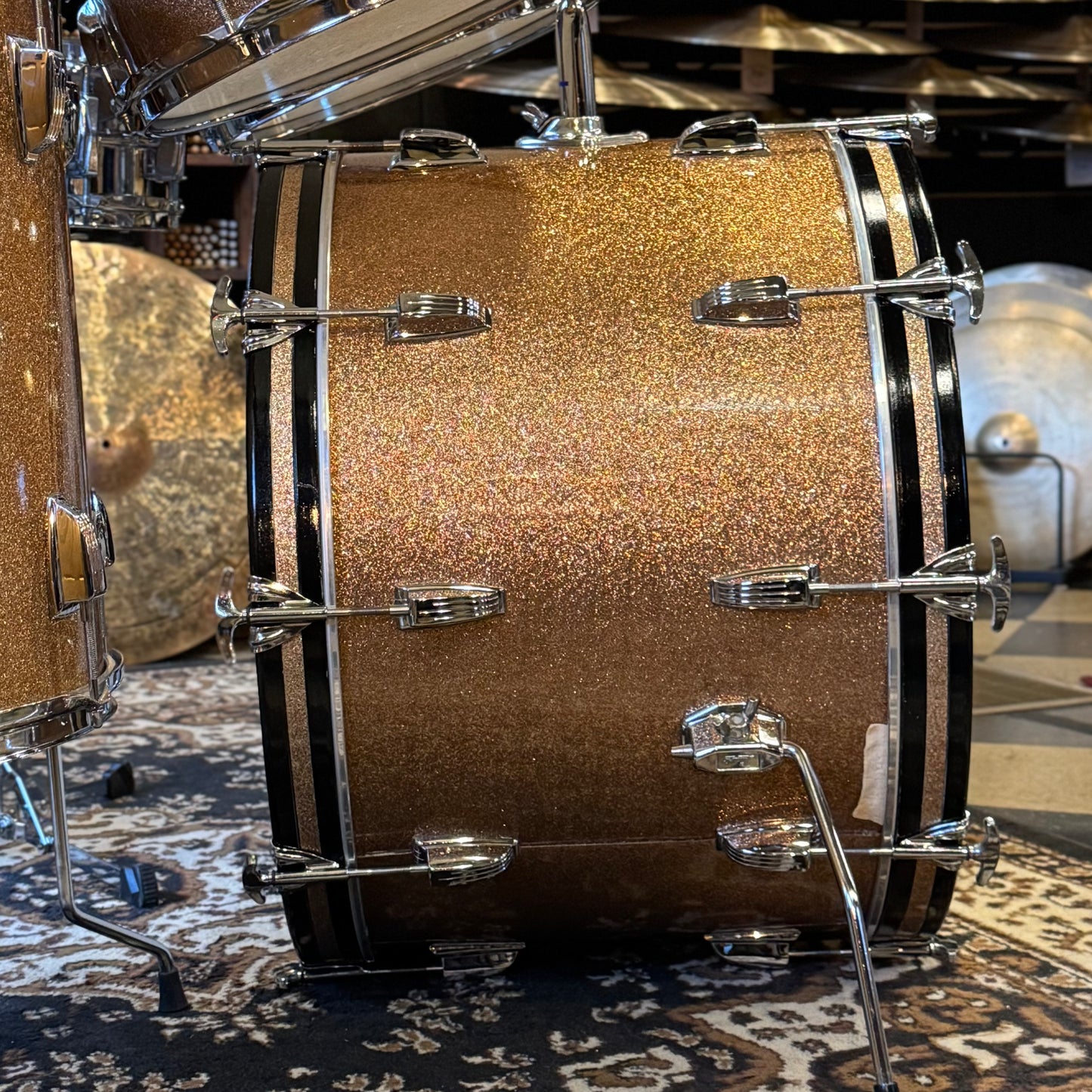 VINTAGE 1966 Ludwig Hollywood Outfit in Champagne Sparkle w/ Lm400 Snare Drum - 14x22, 8x12, 8x12, 16x16, 5x14