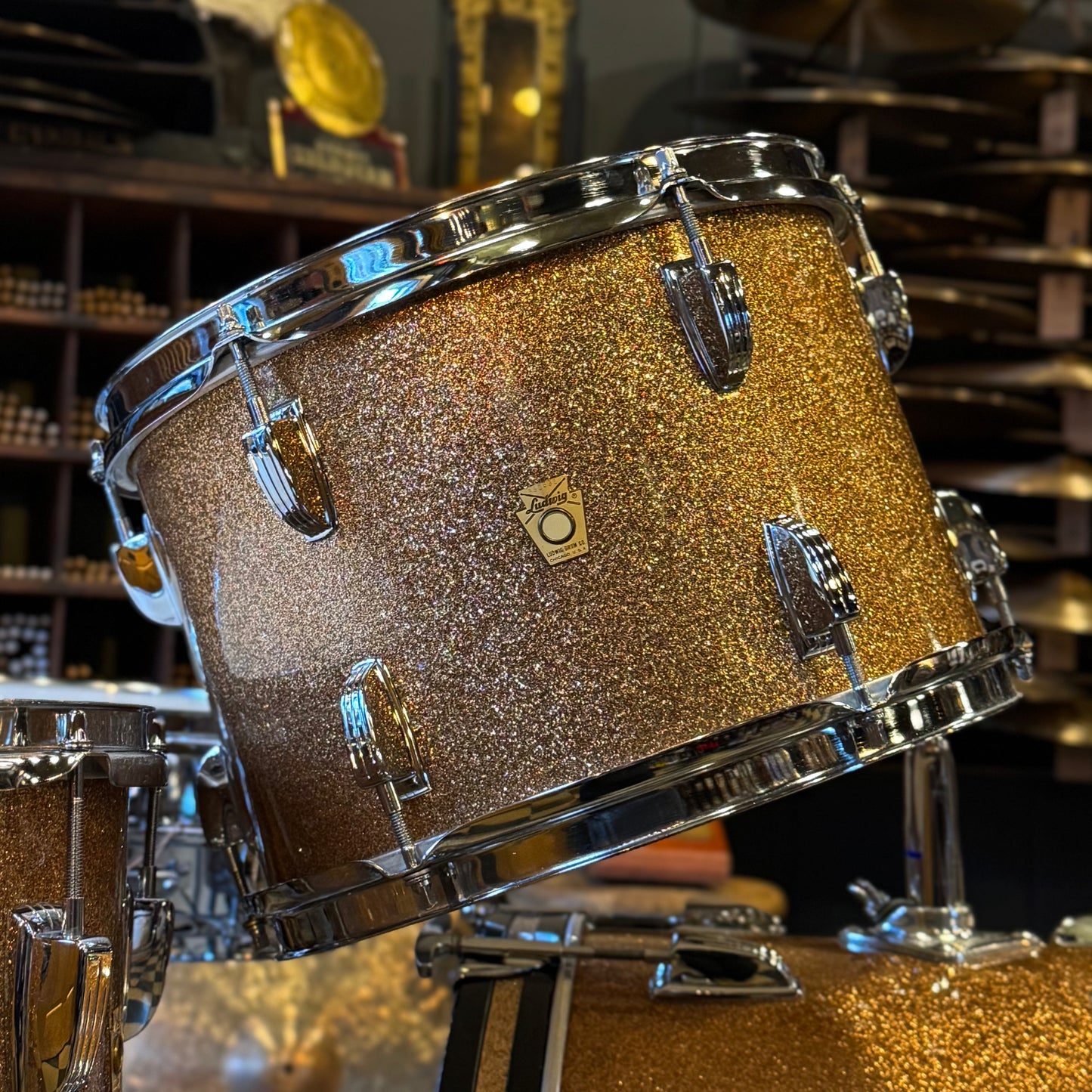 VINTAGE 1966 Ludwig Hollywood Outfit in Champagne Sparkle w/ Lm400 Snare Drum - 14x22, 8x12, 8x12, 16x16, 5x14