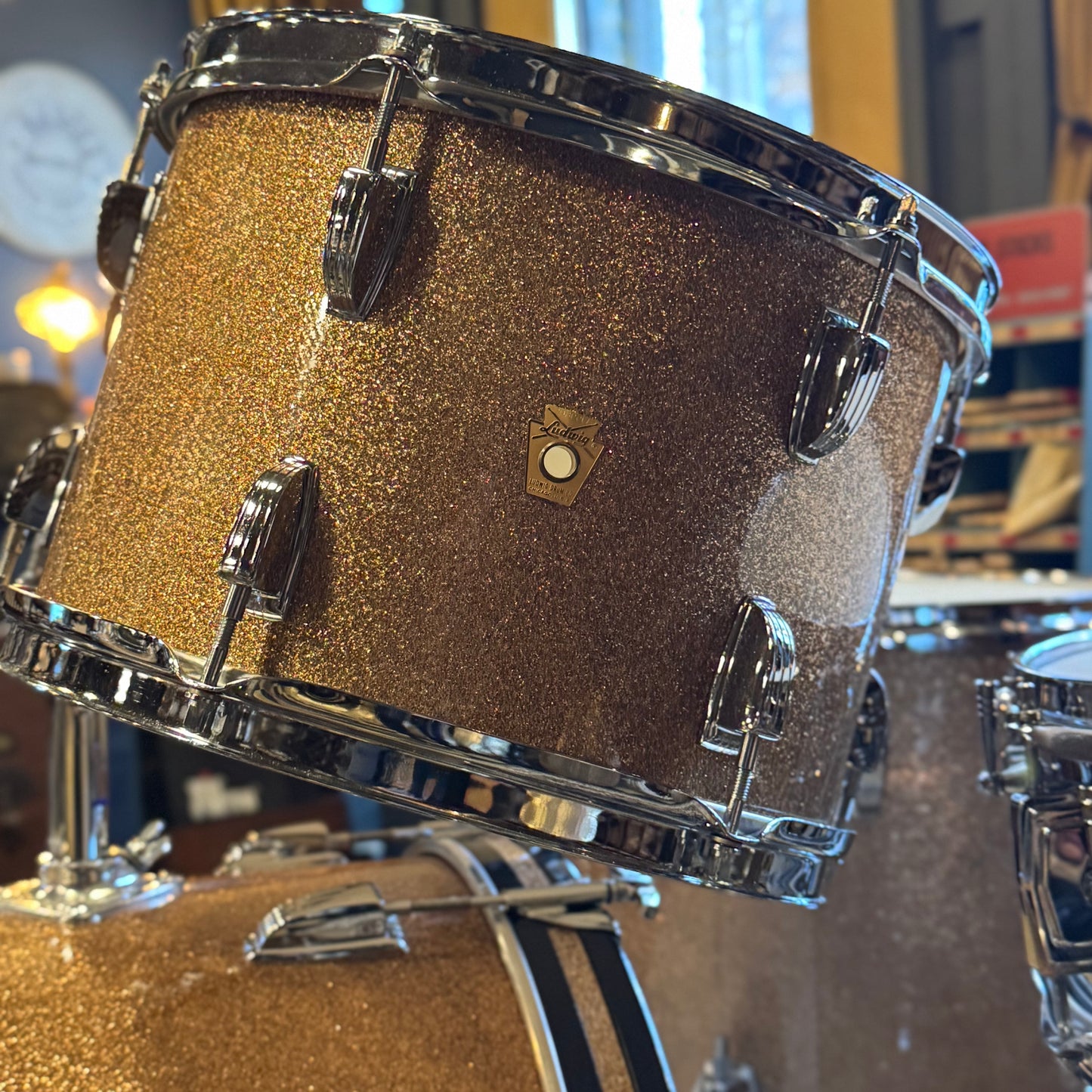 VINTAGE 1966 Ludwig Hollywood Outfit in Champagne Sparkle w/ Lm400 Snare Drum - 14x22, 8x12, 8x12, 16x16, 5x14