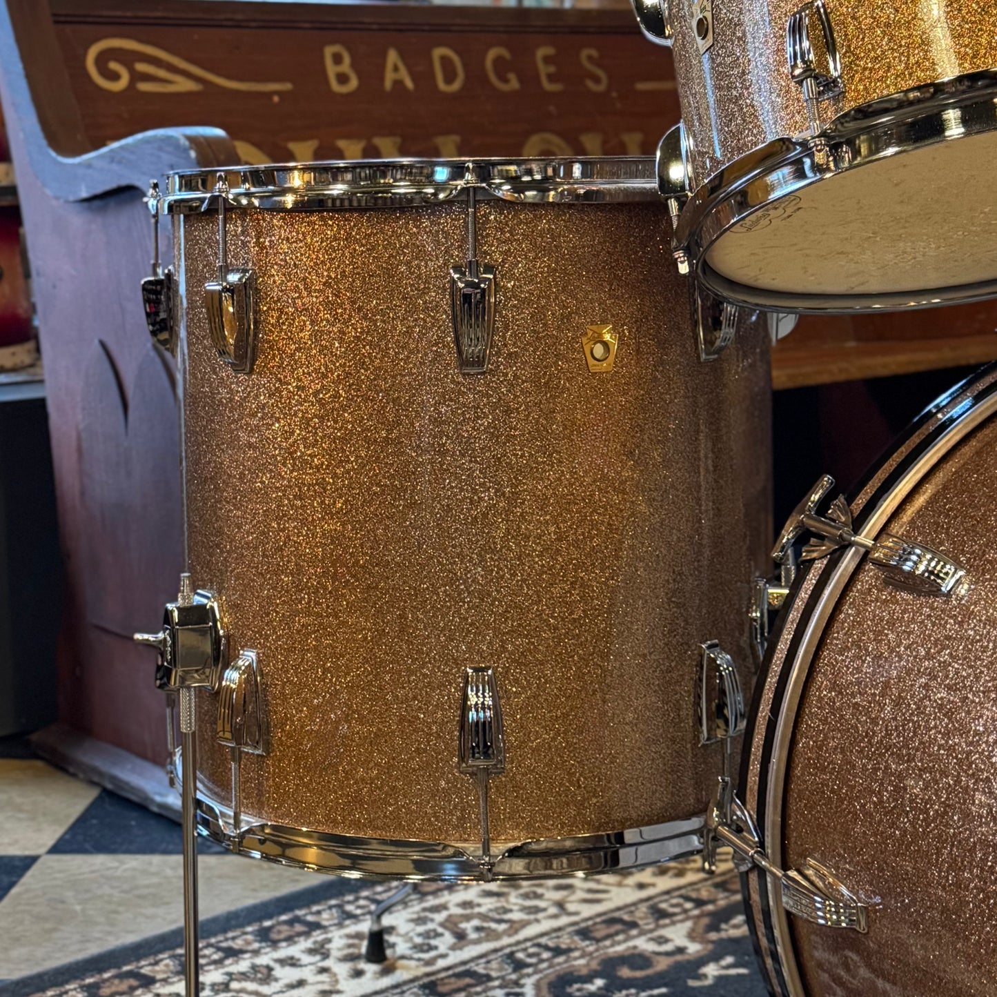 VINTAGE 1966 Ludwig Hollywood Outfit in Champagne Sparkle w/ Lm400 Snare Drum - 14x22, 8x12, 8x12, 16x16, 5x14