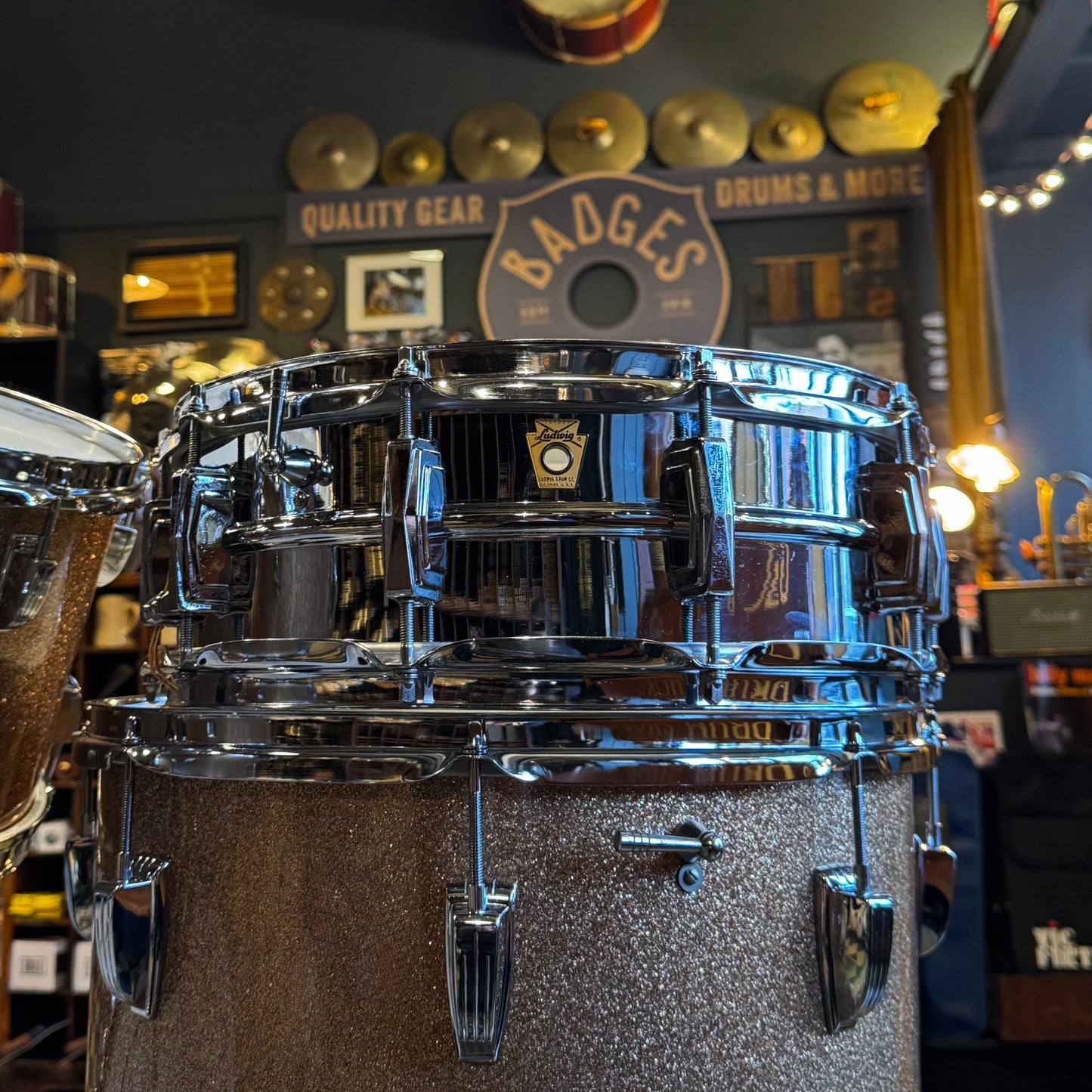 VINTAGE 1966 Ludwig Hollywood Outfit in Champagne Sparkle w/ Lm400 Snare Drum - 14x22, 8x12, 8x12, 16x16, 5x14