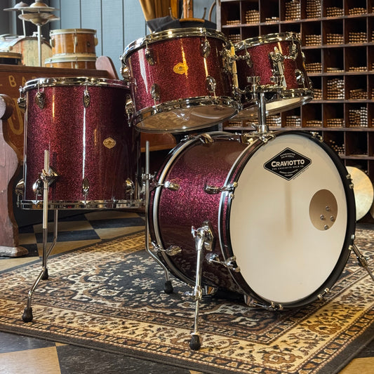 USED Craviotto Diamond Series 4pc in Burgundy Sparkle - 14x20, 8x12, 9x13, 16x16
