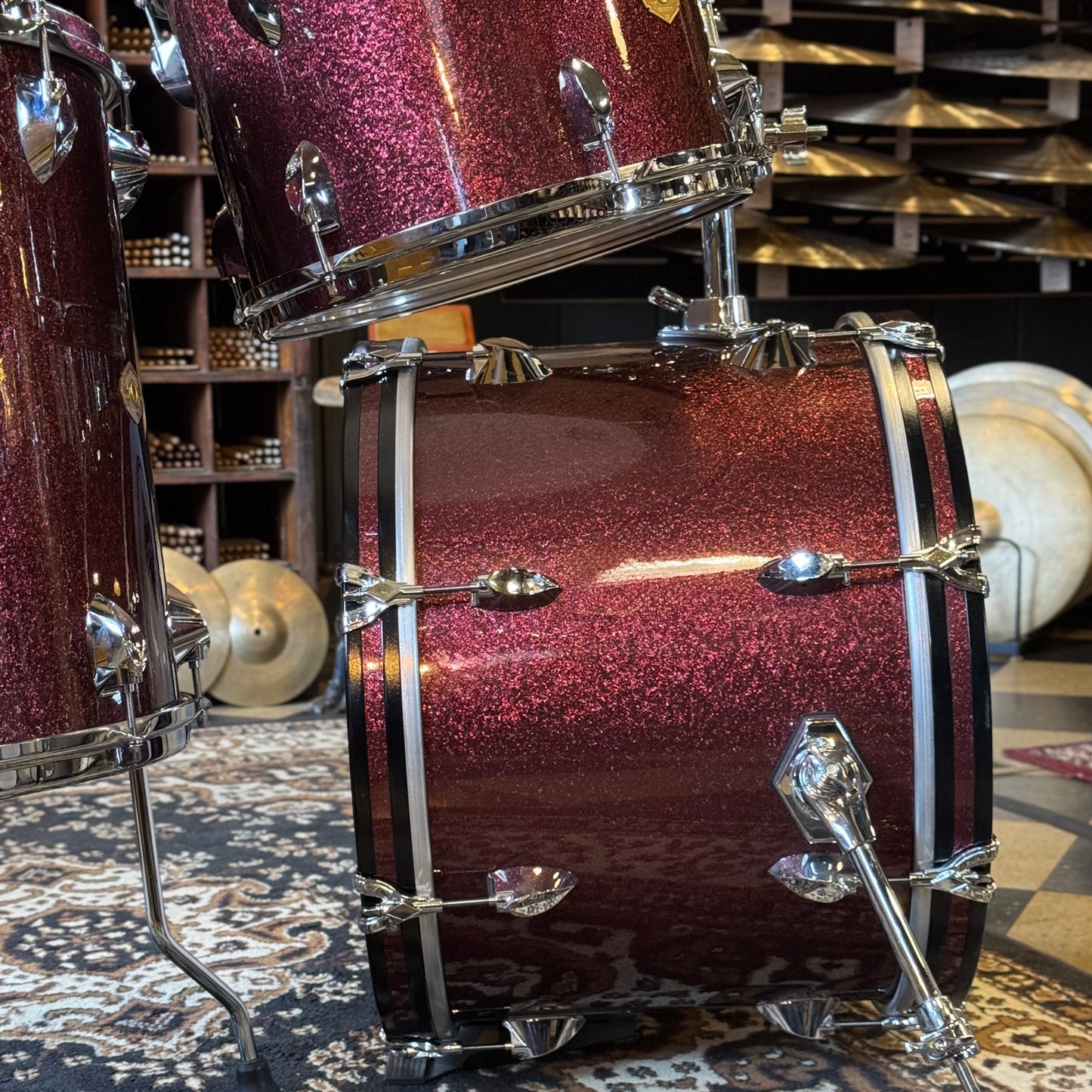 USED Craviotto Diamond Series 4pc in Burgundy Sparkle - 14x20, 8x12, 9x13, 16x16