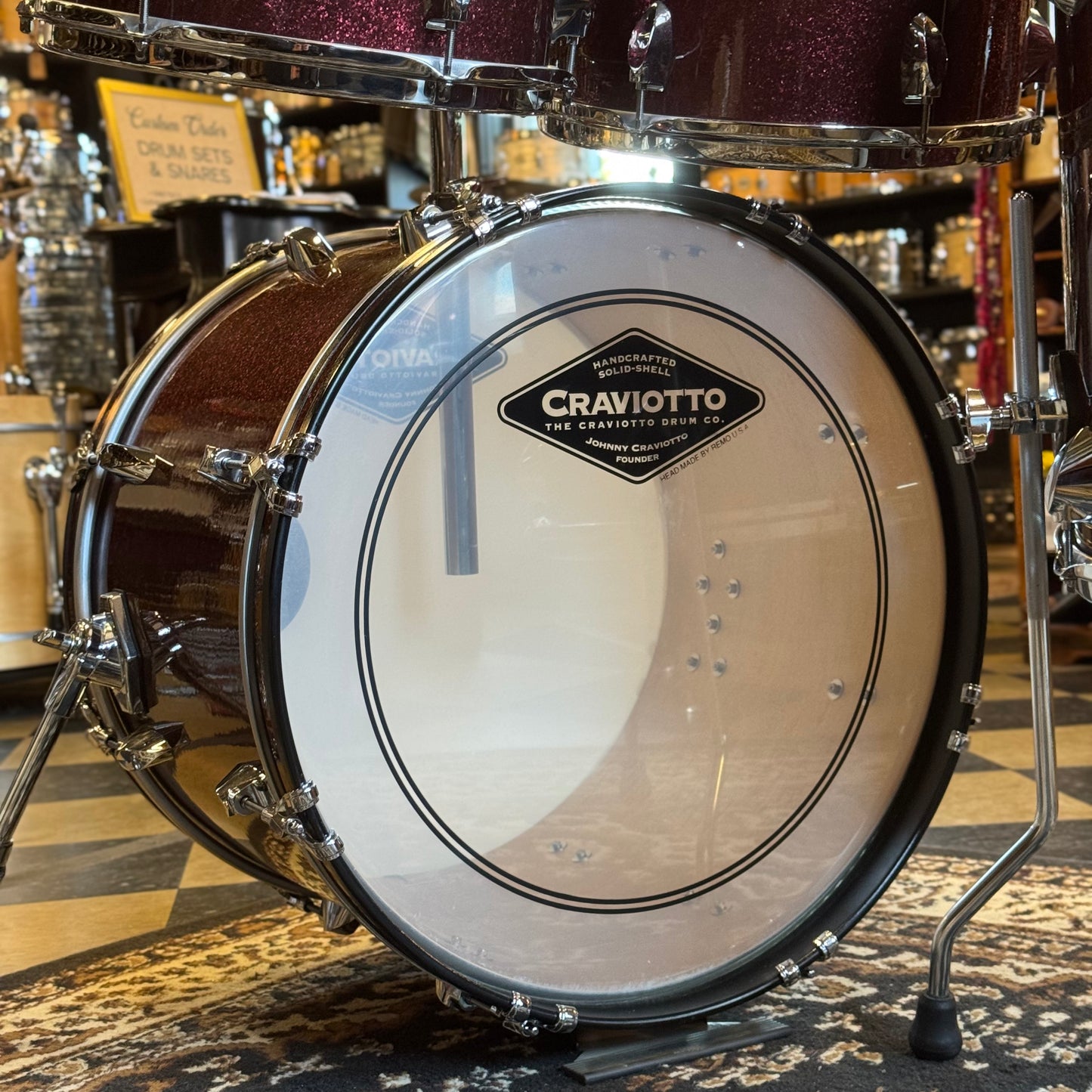USED Craviotto Diamond Series 4pc in Burgundy Sparkle - 14x20, 8x12, 9x13, 16x16