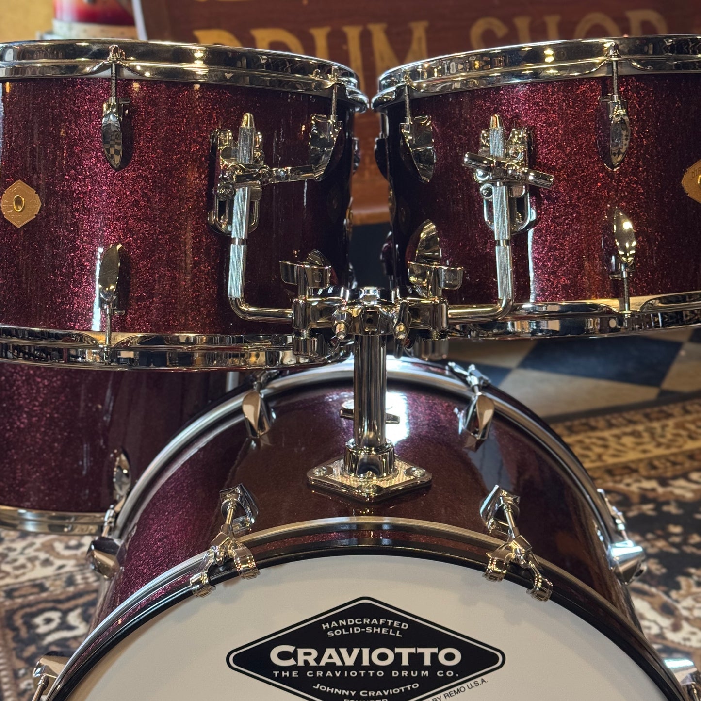 USED Craviotto Diamond Series 4pc in Burgundy Sparkle - 14x20, 8x12, 9x13, 16x16