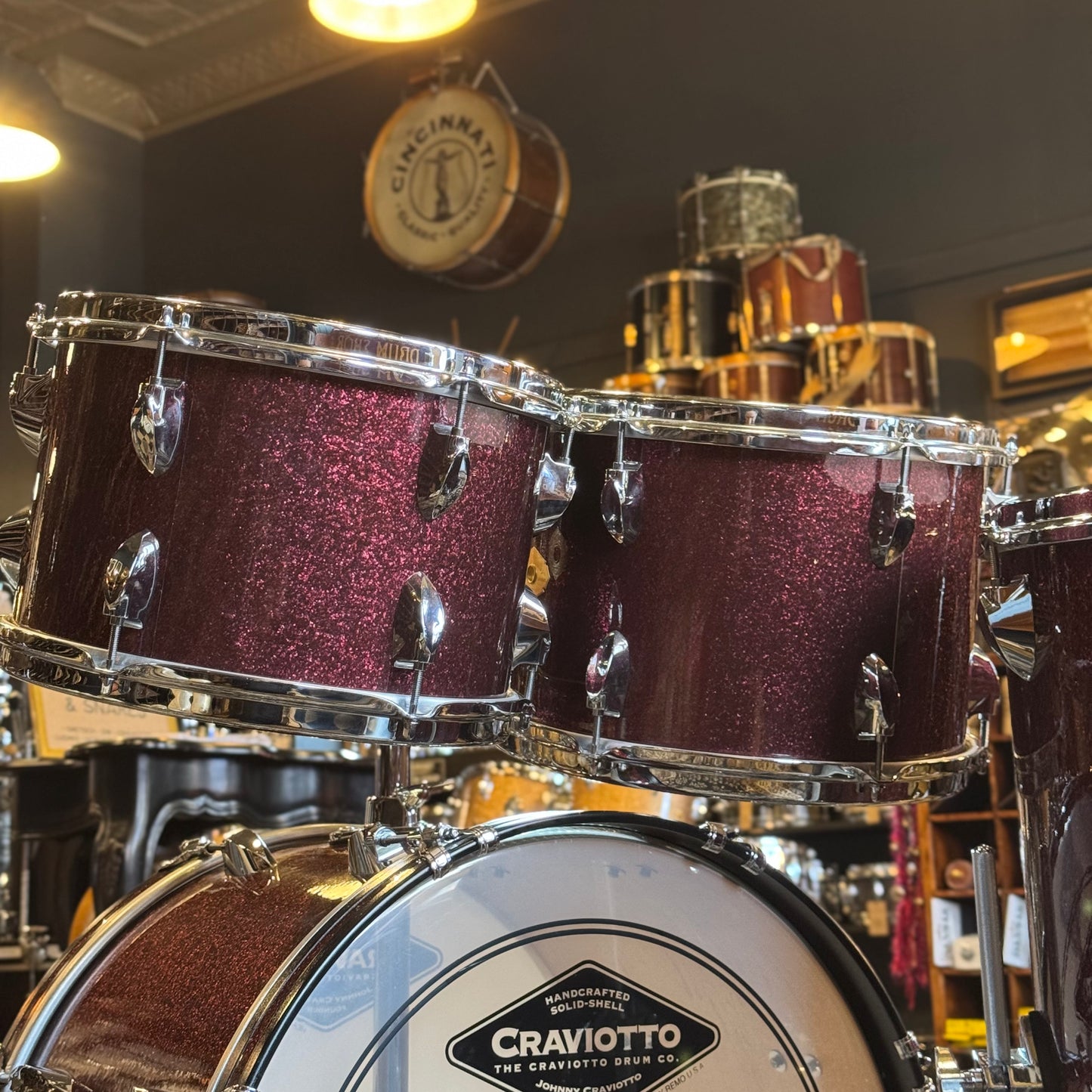 USED Craviotto Diamond Series 4pc in Burgundy Sparkle - 14x20, 8x12, 9x13, 16x16