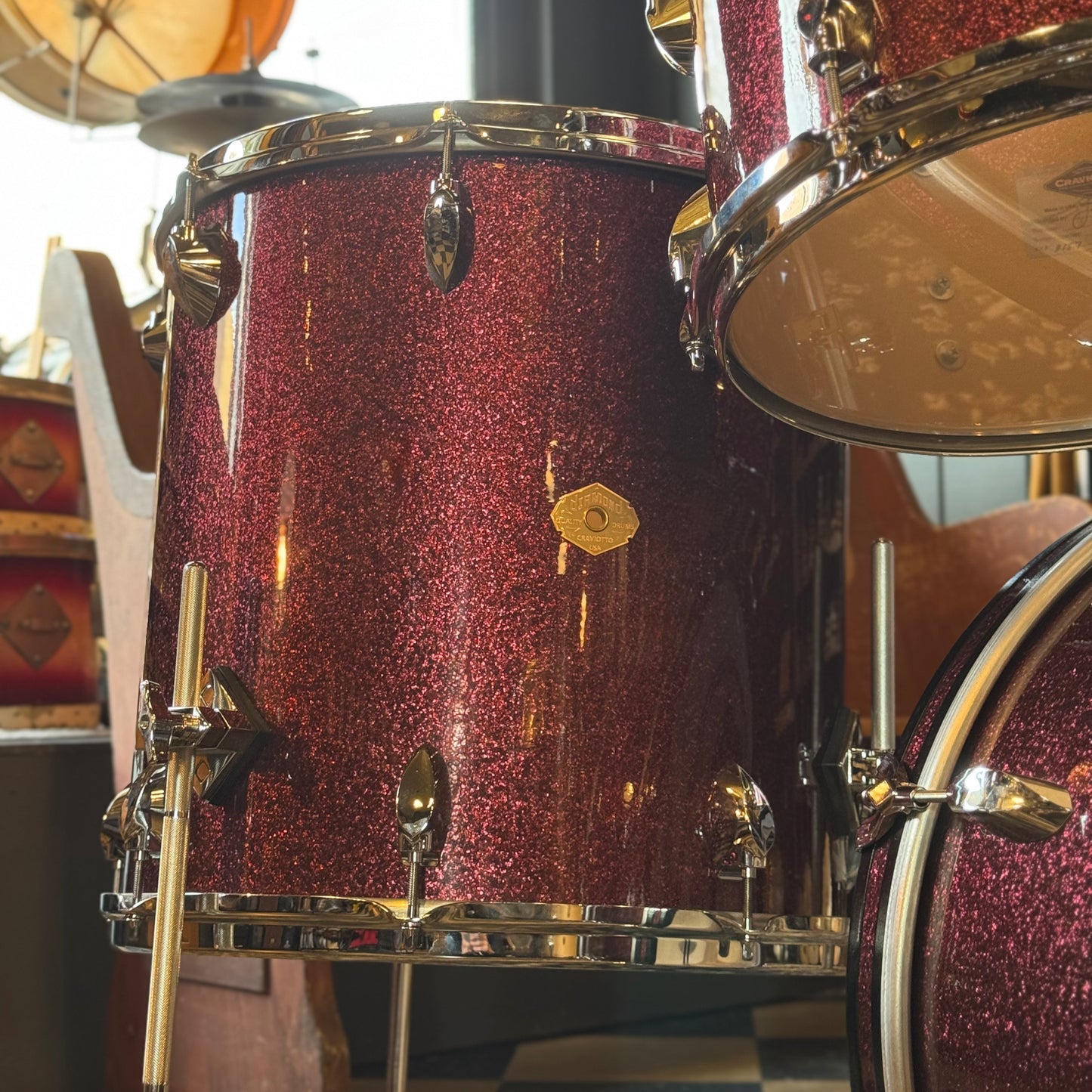 USED Craviotto Diamond Series 4pc in Burgundy Sparkle - 14x20, 8x12, 9x13, 16x16