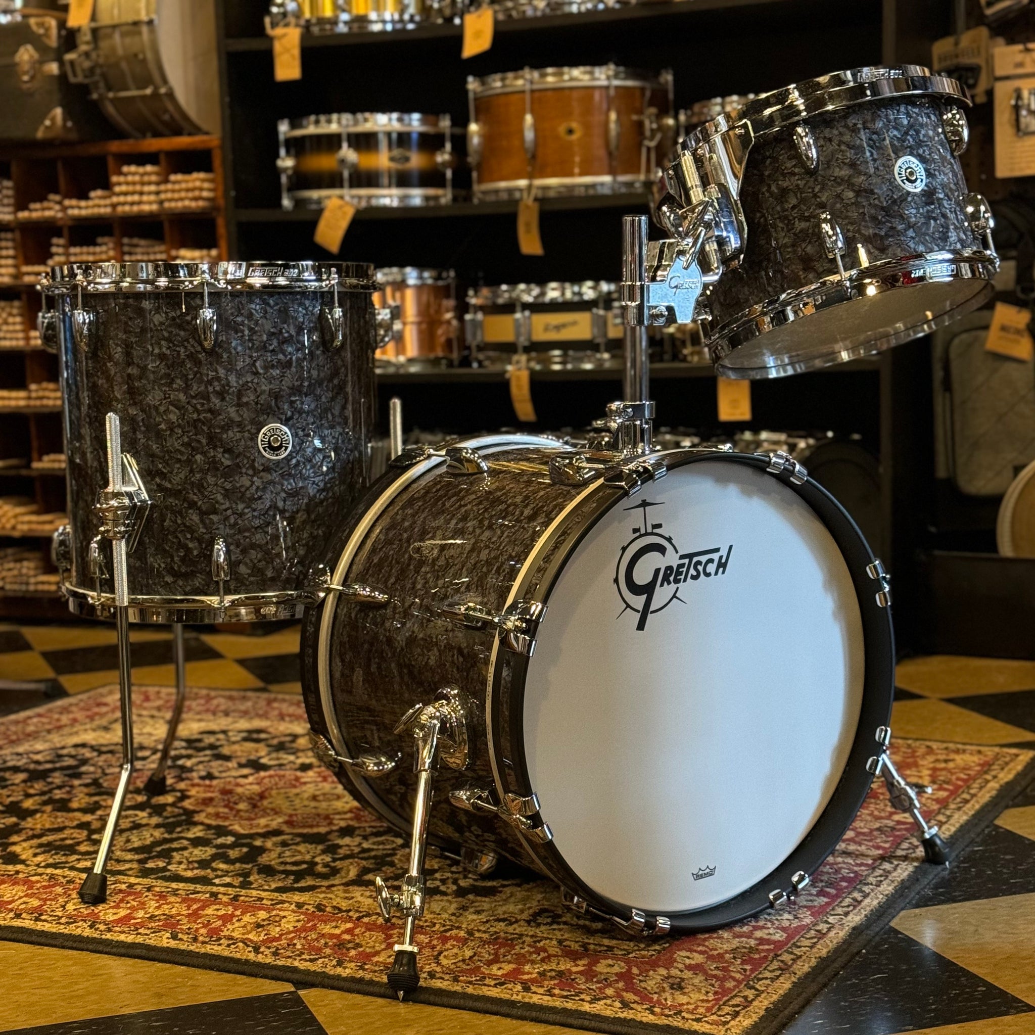 NEW Gretsch Brooklyn 3pc Bop Outfit in Deep Black Marine Pearl - 14x18, 8x12, 14x14