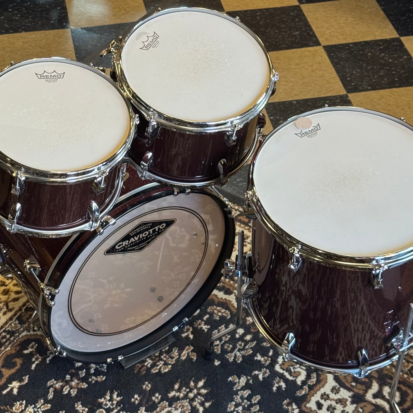 USED Craviotto Diamond Series 4pc in Burgundy Sparkle - 14x20, 8x12, 9x13, 16x16