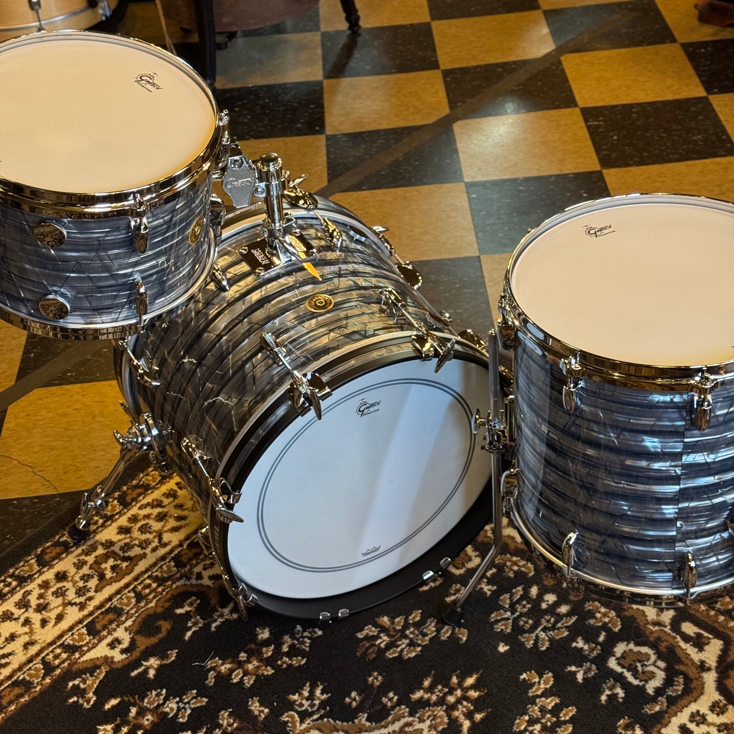 NEW Gretsch USA Custom Drum Set in Sky Blue Pearl - 14x18, 8x12, 14x14