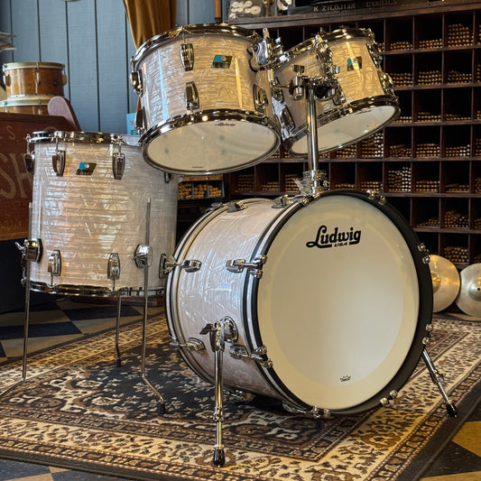 USED Ludwig Classic Maple Drum Set in Vintage White Marine - 14x20, 8x12, 9x13, 16x16