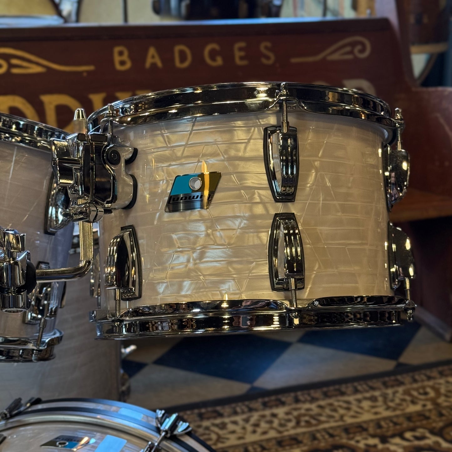 USED Ludwig Classic Maple Drum Set in Vintage White Marine - 14x20, 8x12, 9x13, 16x16