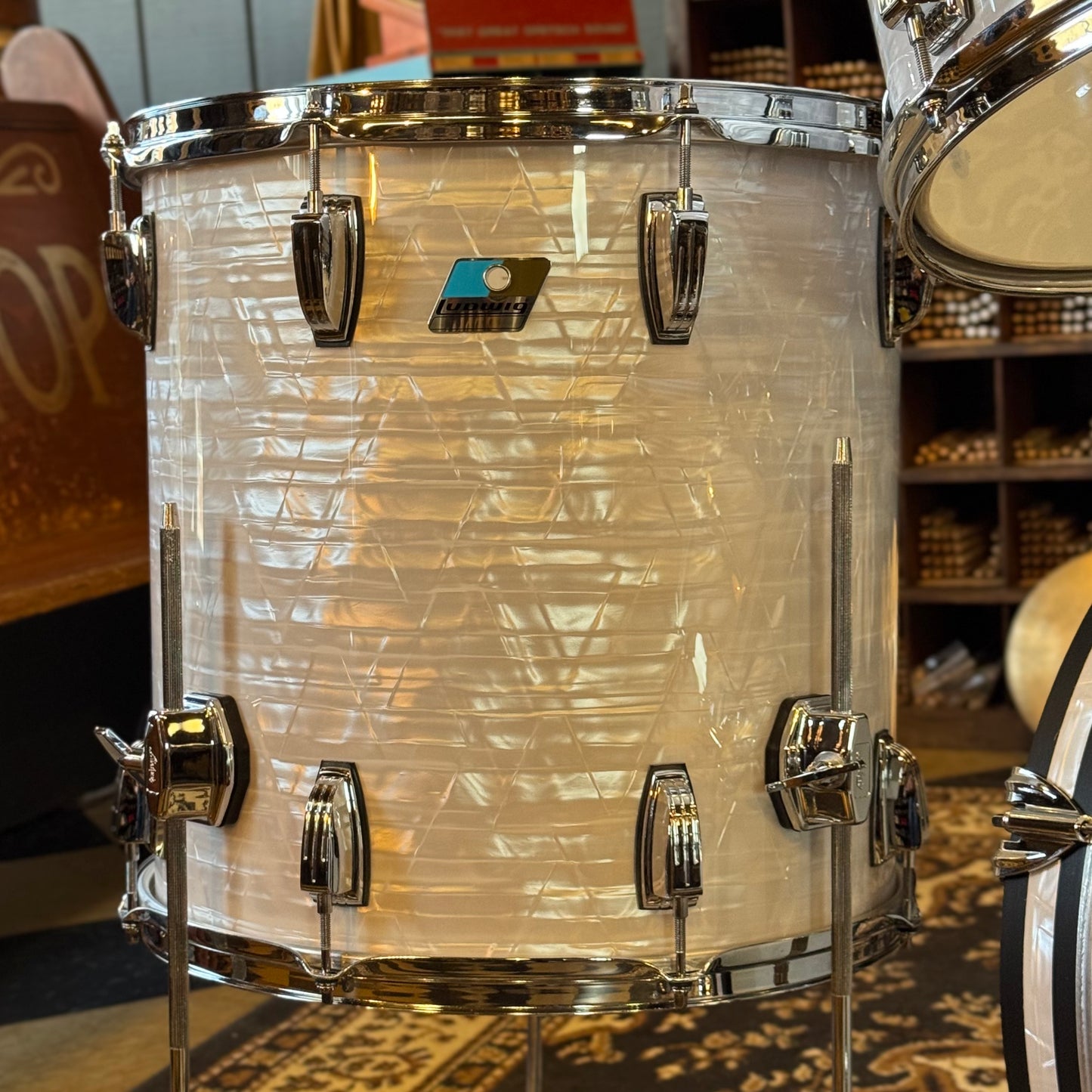 USED Ludwig Classic Maple Drum Set in Vintage White Marine - 14x20, 8x12, 9x13, 16x16