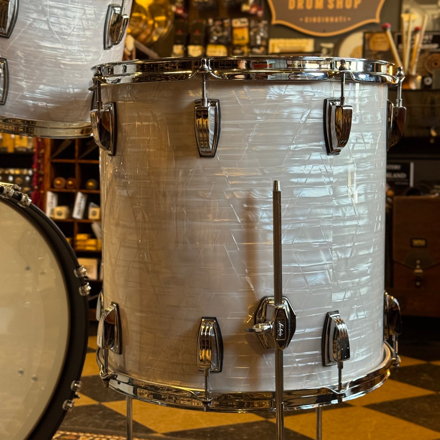 USED Ludwig Classic Maple Drum Set in Vintage White Marine - 14x20, 8x12, 9x13, 16x16