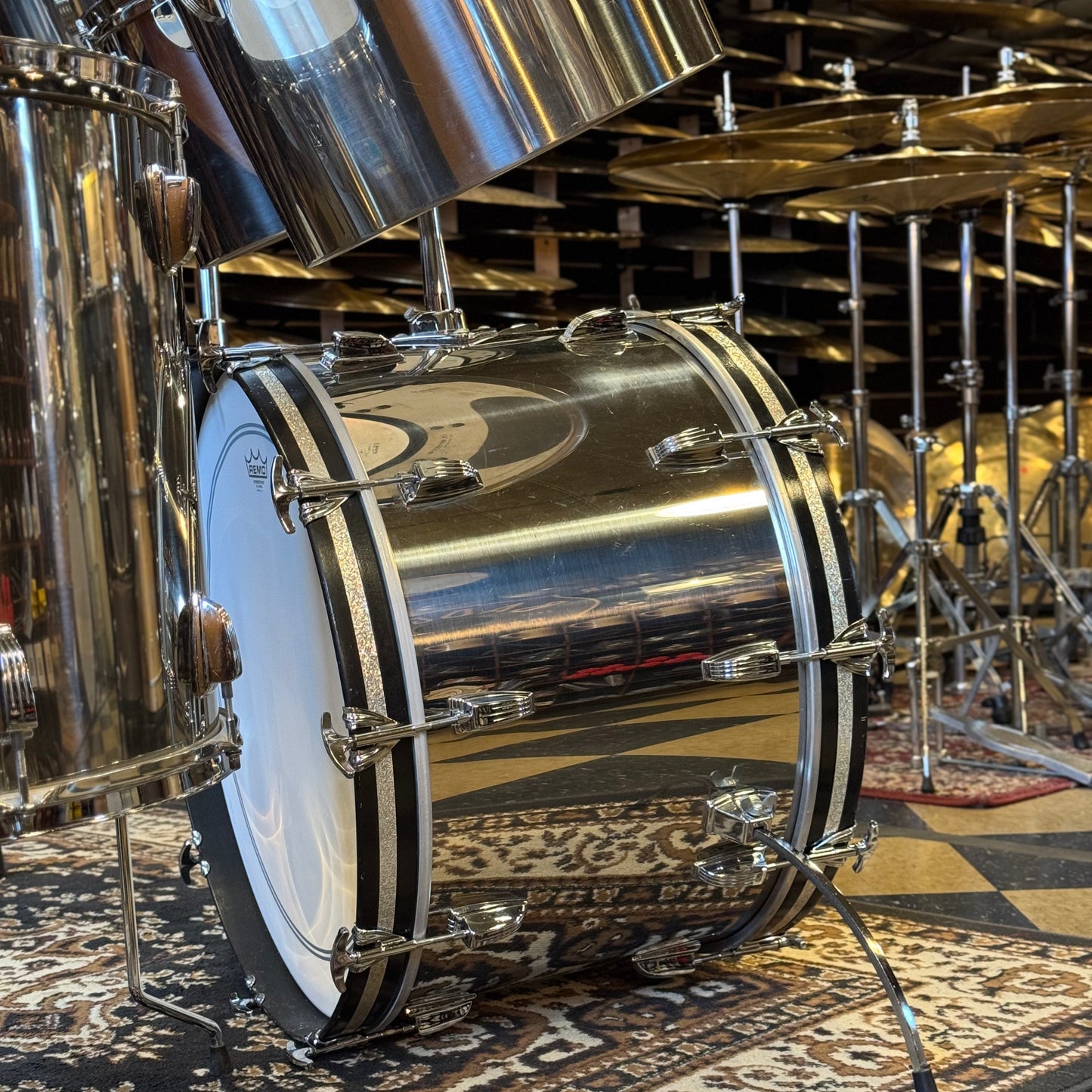 VINTAGE Ludwig 1970's Stainless Steel Concert Tom Set - 14x22, 5.5x8, 6.5x10, 9x13, 10x14, 16x18
