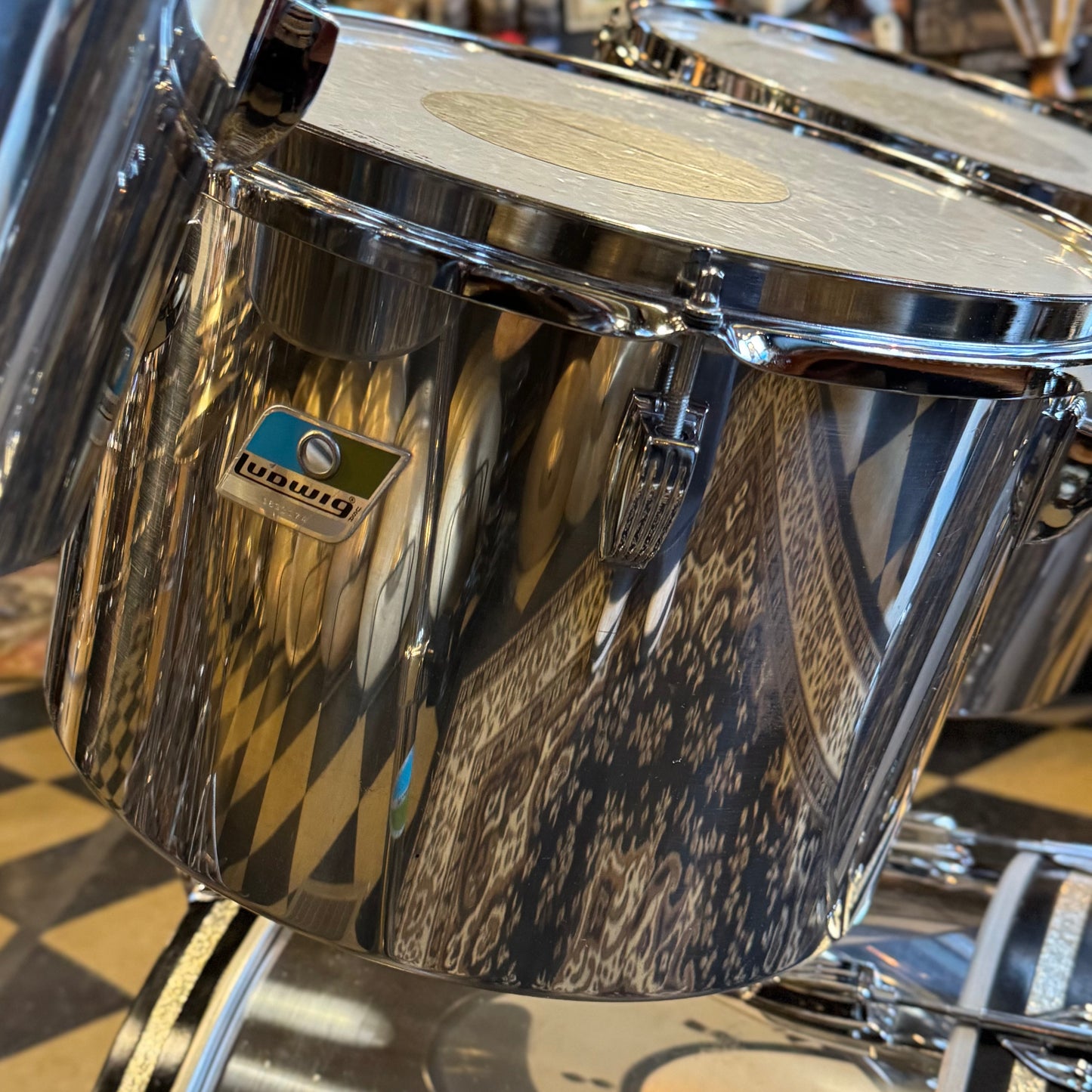 VINTAGE Ludwig 1970's Stainless Steel Concert Tom Set - 14x22, 5.5x8, 6.5x10, 9x13, 10x14, 16x18
