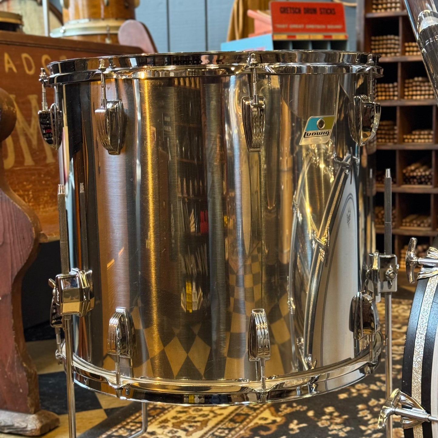 VINTAGE Ludwig 1970's Stainless Steel Concert Tom Set - 14x22, 5.5x8, 6.5x10, 9x13, 10x14, 16x18