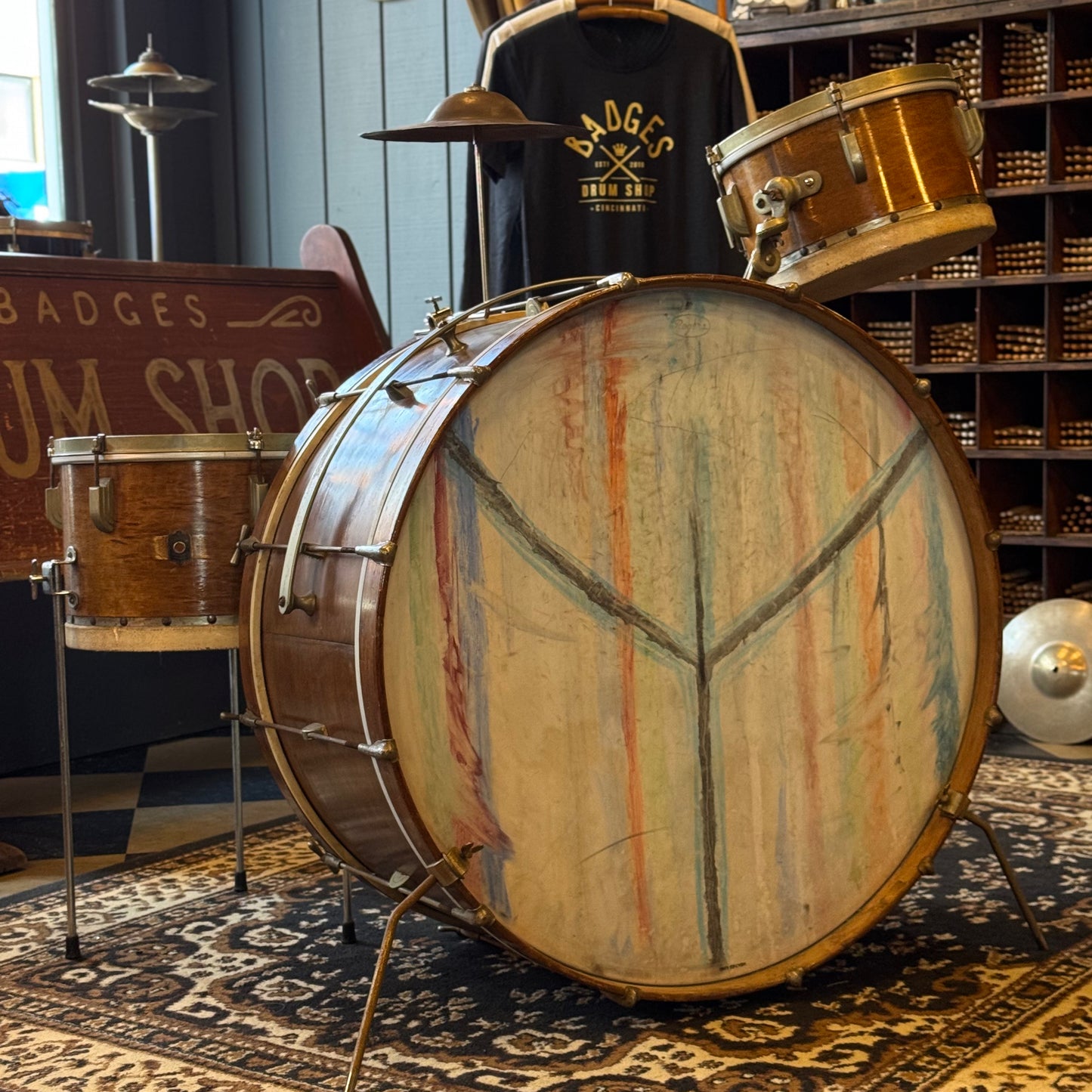 VINTAGE 1940's Leedy Trap Kit in Natural Mahogany