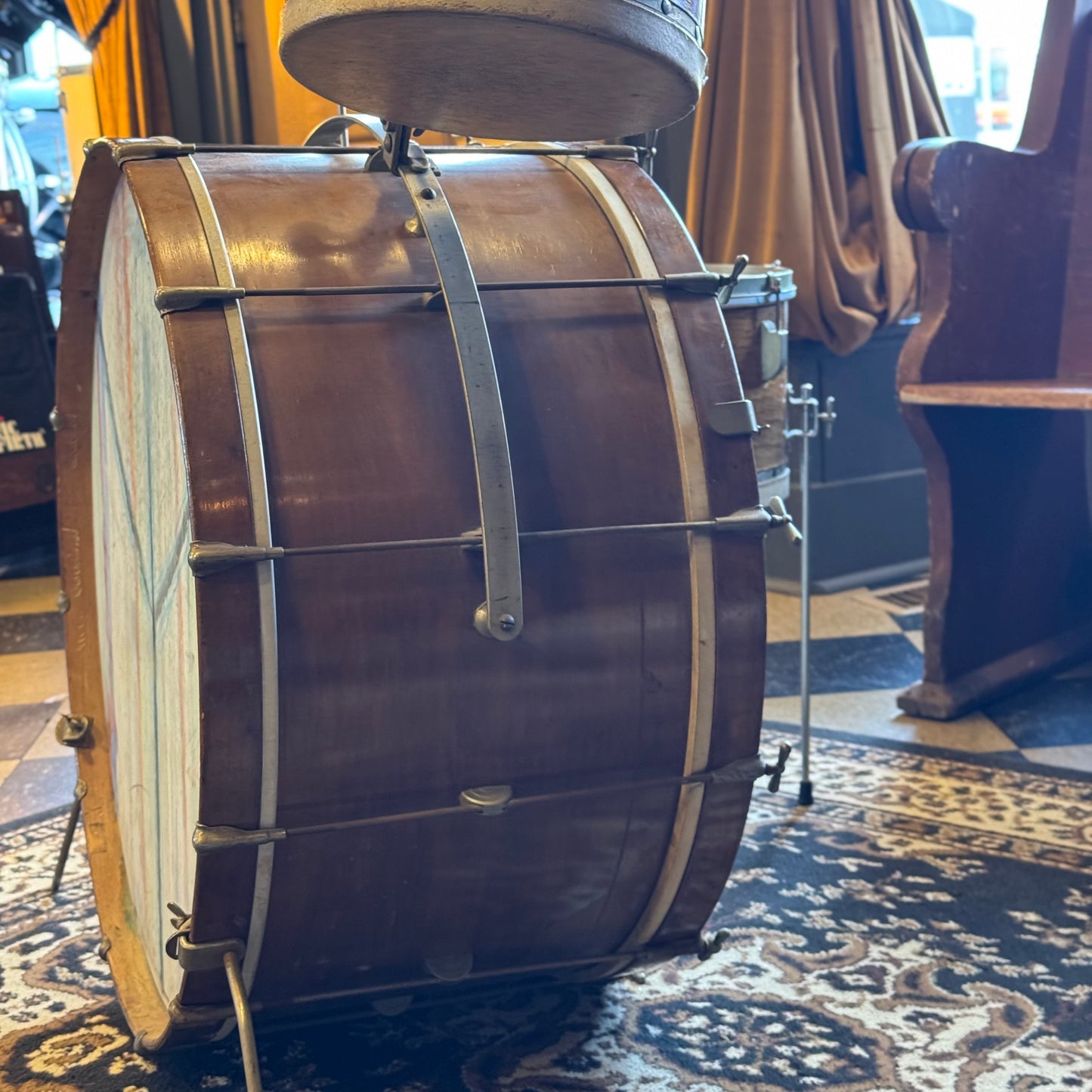 VINTAGE 1940's Leedy Trap Kit in Natural Mahogany