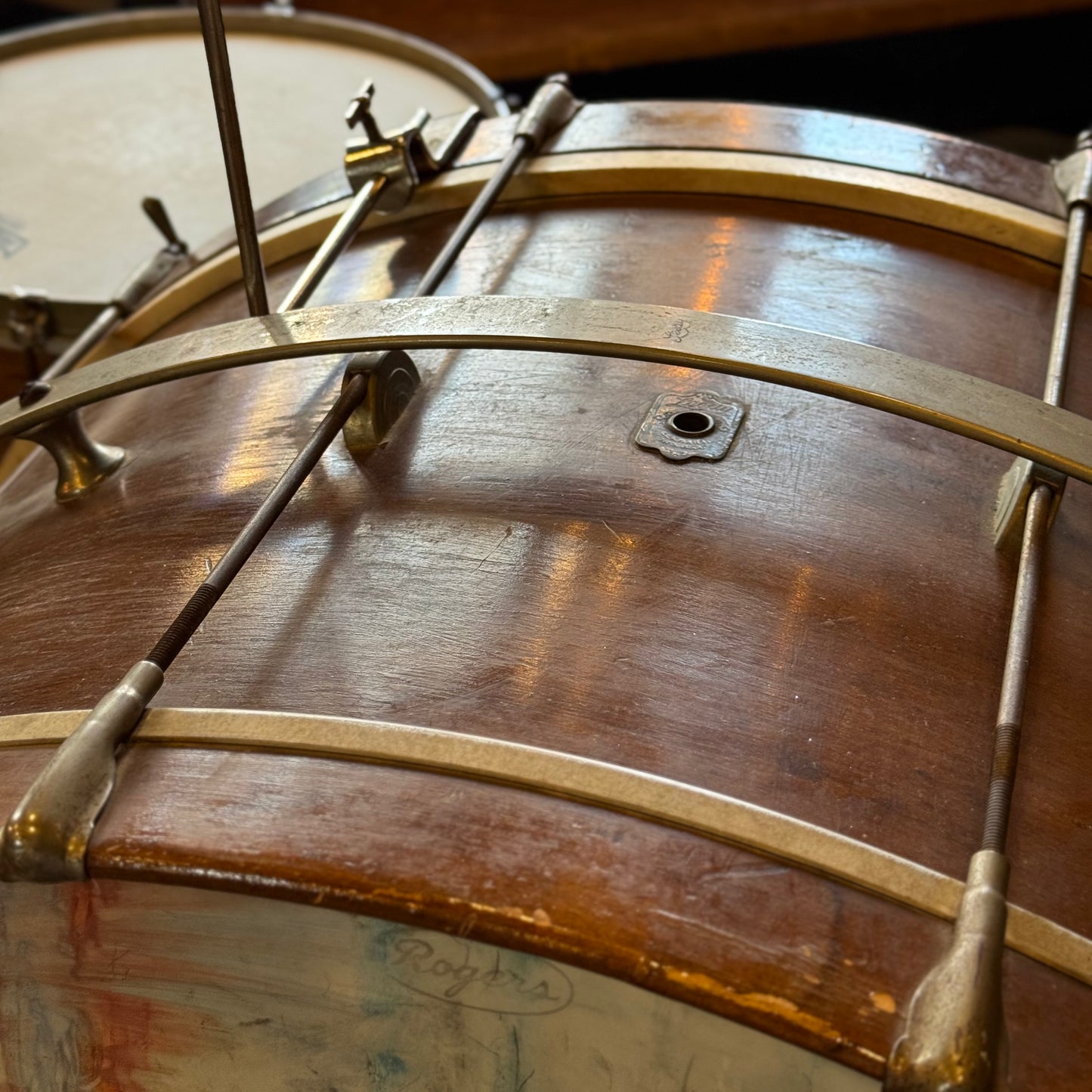 VINTAGE 1940's Leedy Trap Kit in Natural Mahogany