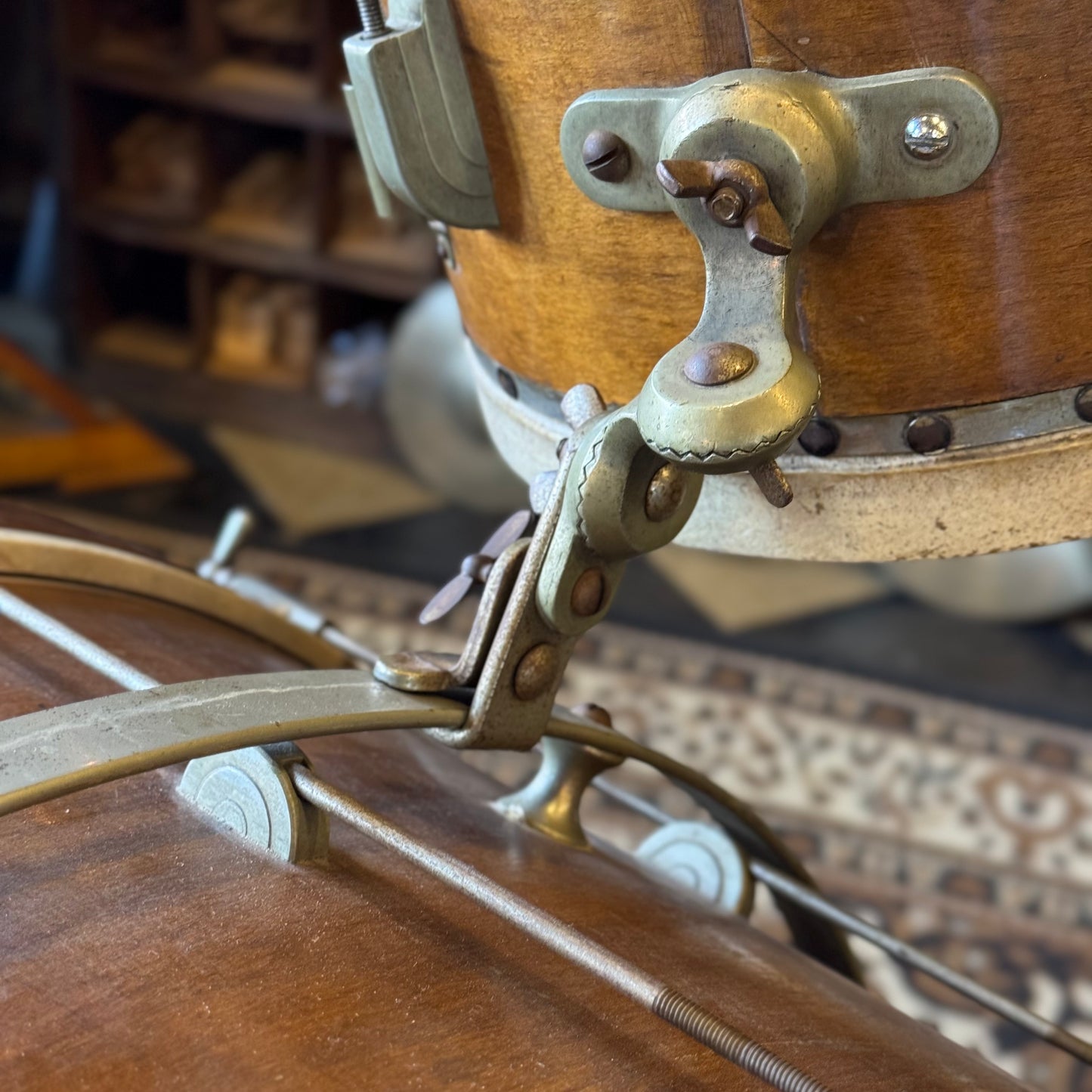 VINTAGE 1940's Leedy Trap Kit in Natural Mahogany