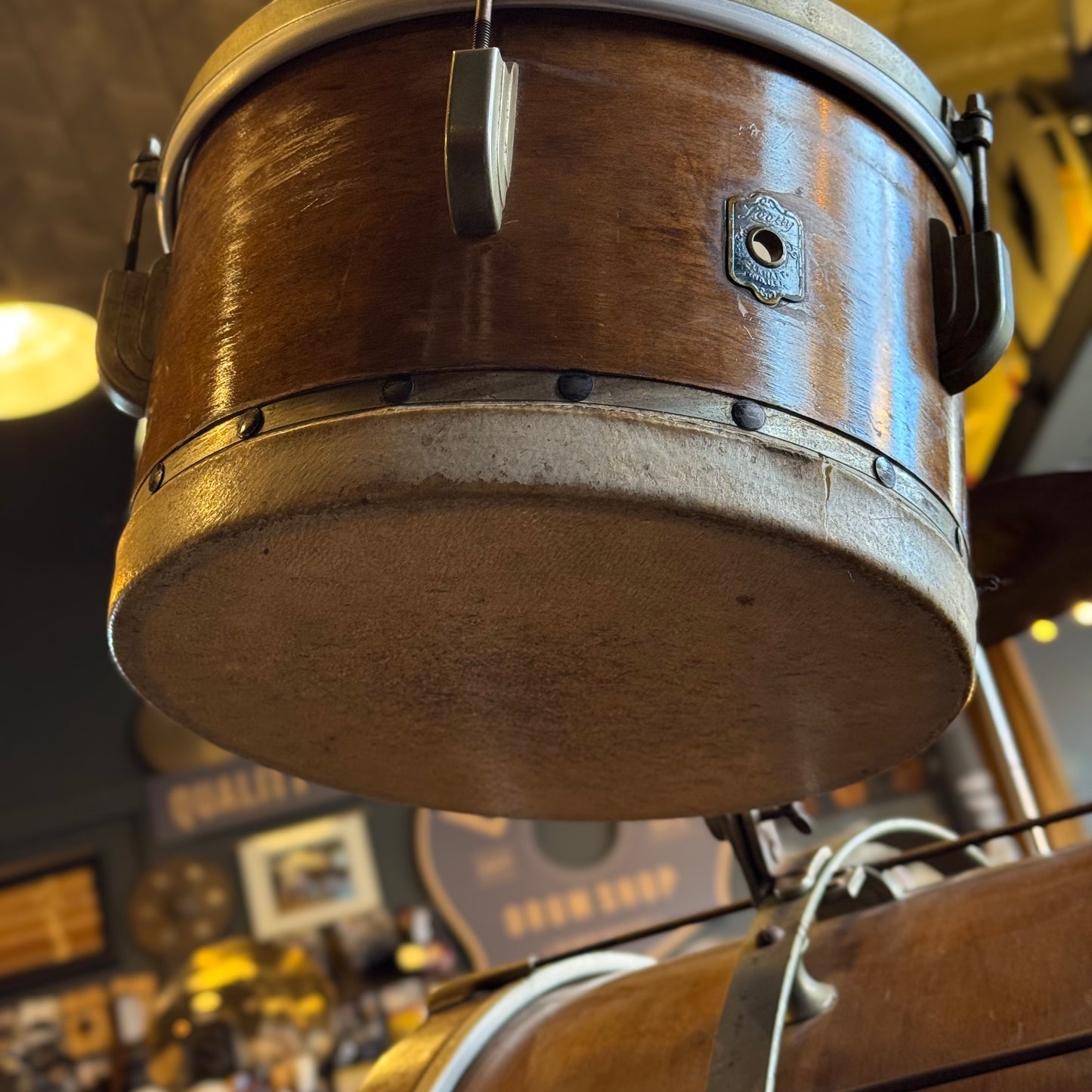 VINTAGE 1940's Leedy Trap Kit in Natural Mahogany