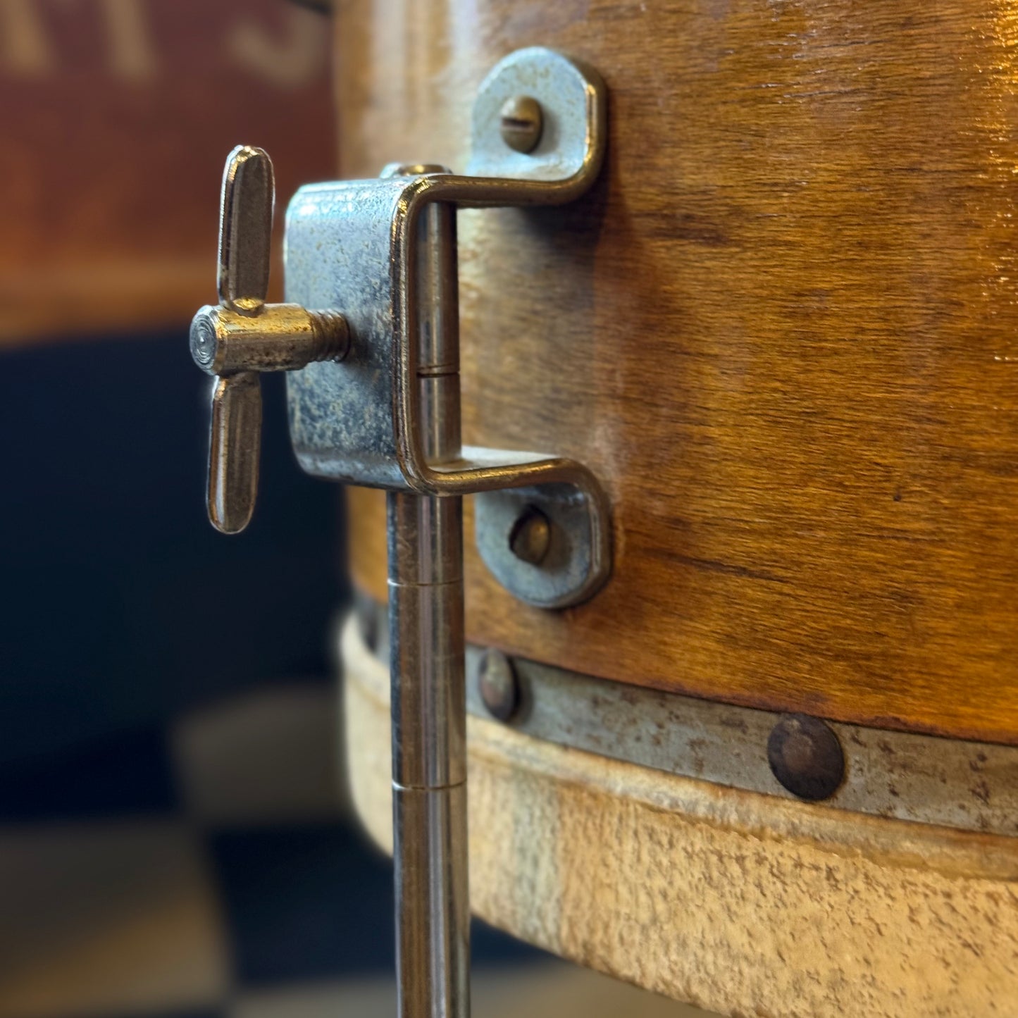 VINTAGE 1940's Leedy Trap Kit in Natural Mahogany