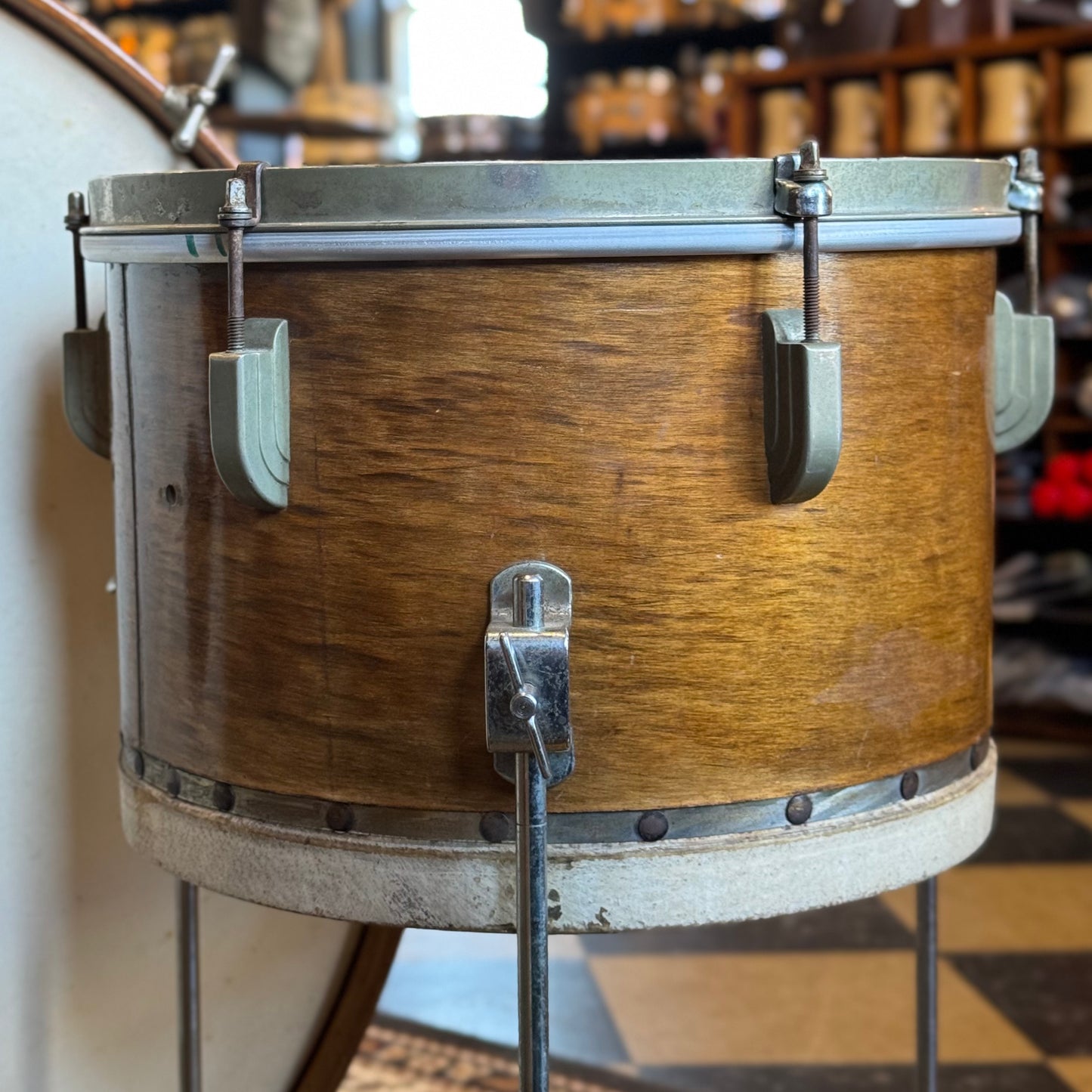 VINTAGE 1940's Leedy Trap Kit in Natural Mahogany