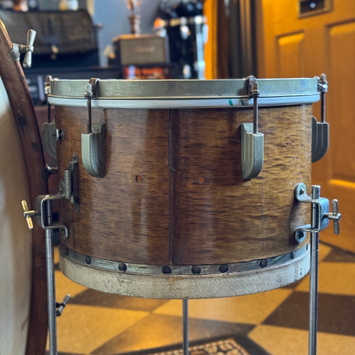 VINTAGE 1940's Leedy Trap Kit in Natural Mahogany