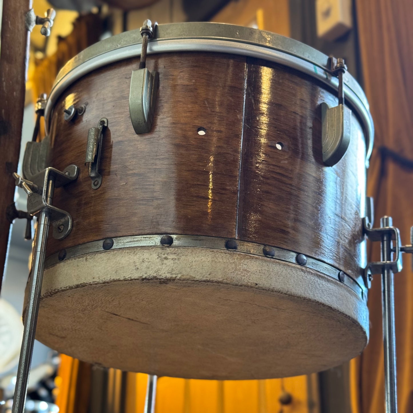 VINTAGE 1940's Leedy Trap Kit in Natural Mahogany