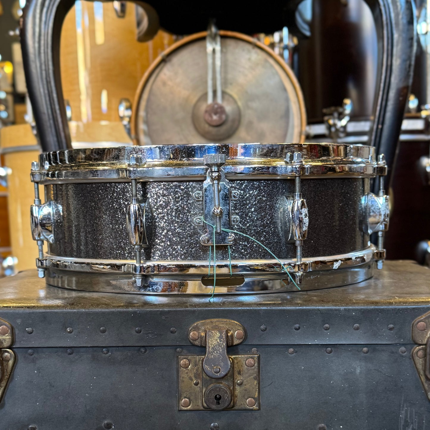 VINTAGE 1958-1950's Gretsch 4x14 Round Badge Progressive Jazz Snare Drum in Starlight Sparkle