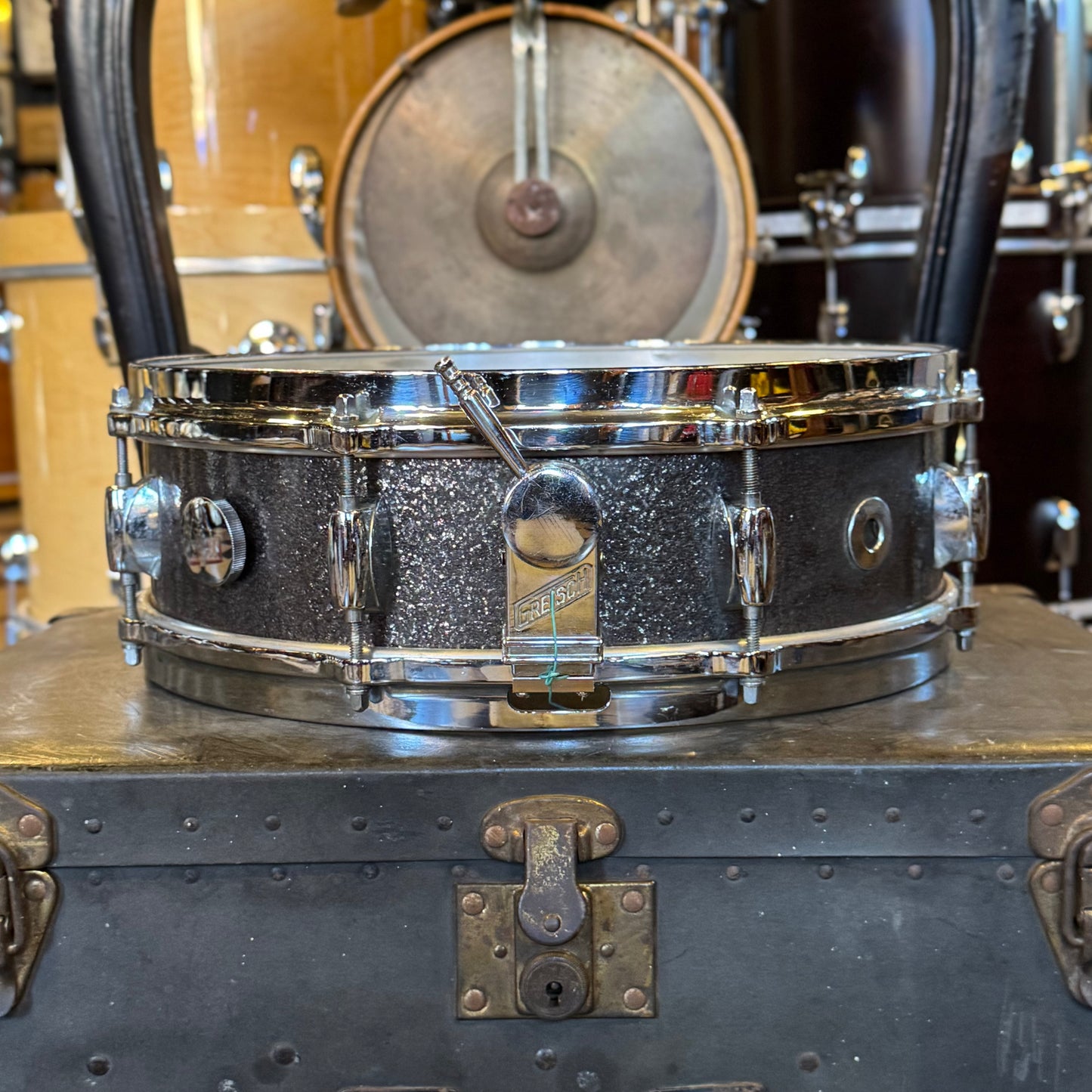 VINTAGE 1958-1950's Gretsch 4x14 Round Badge Progressive Jazz Snare Drum in Starlight Sparkle