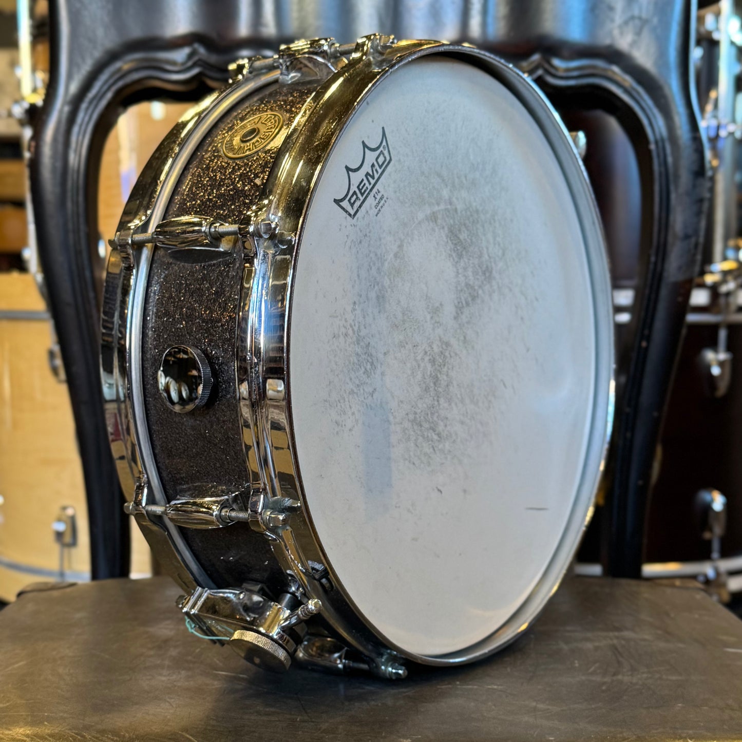 VINTAGE 1958-1950's Gretsch 4x14 Round Badge Progressive Jazz Snare Drum in Starlight Sparkle