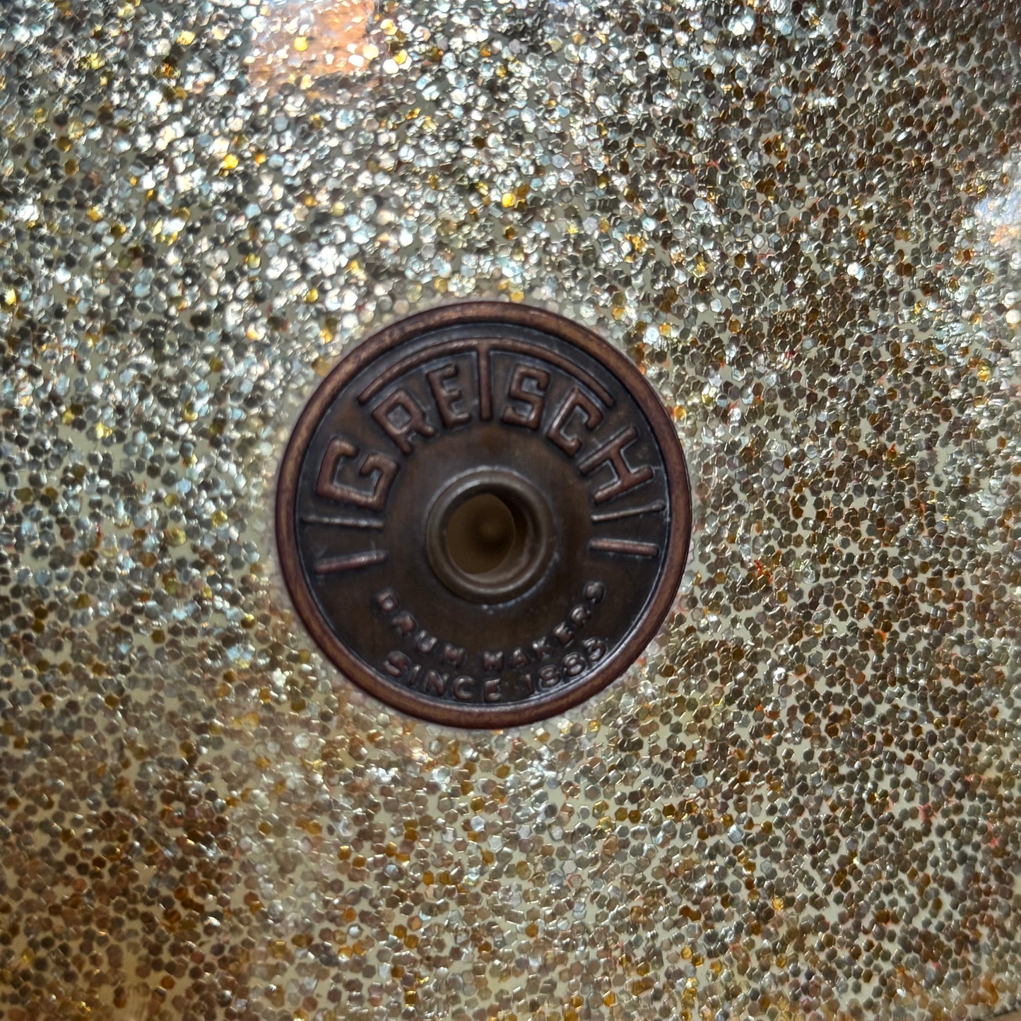 VINTAGE 1954-1957 Gretsch 5.5x14 Round Badge "Name Band" 3ply Snare Drum in Peacock Sparkle