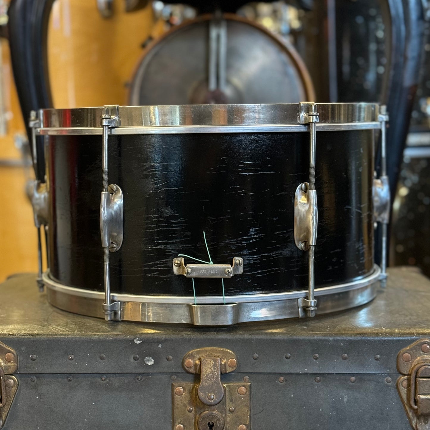 VINTAGE 1940's WFL 7x14 Zephyr Lug 6-Lug Aluminum Badge Snare Drum in Black Duco