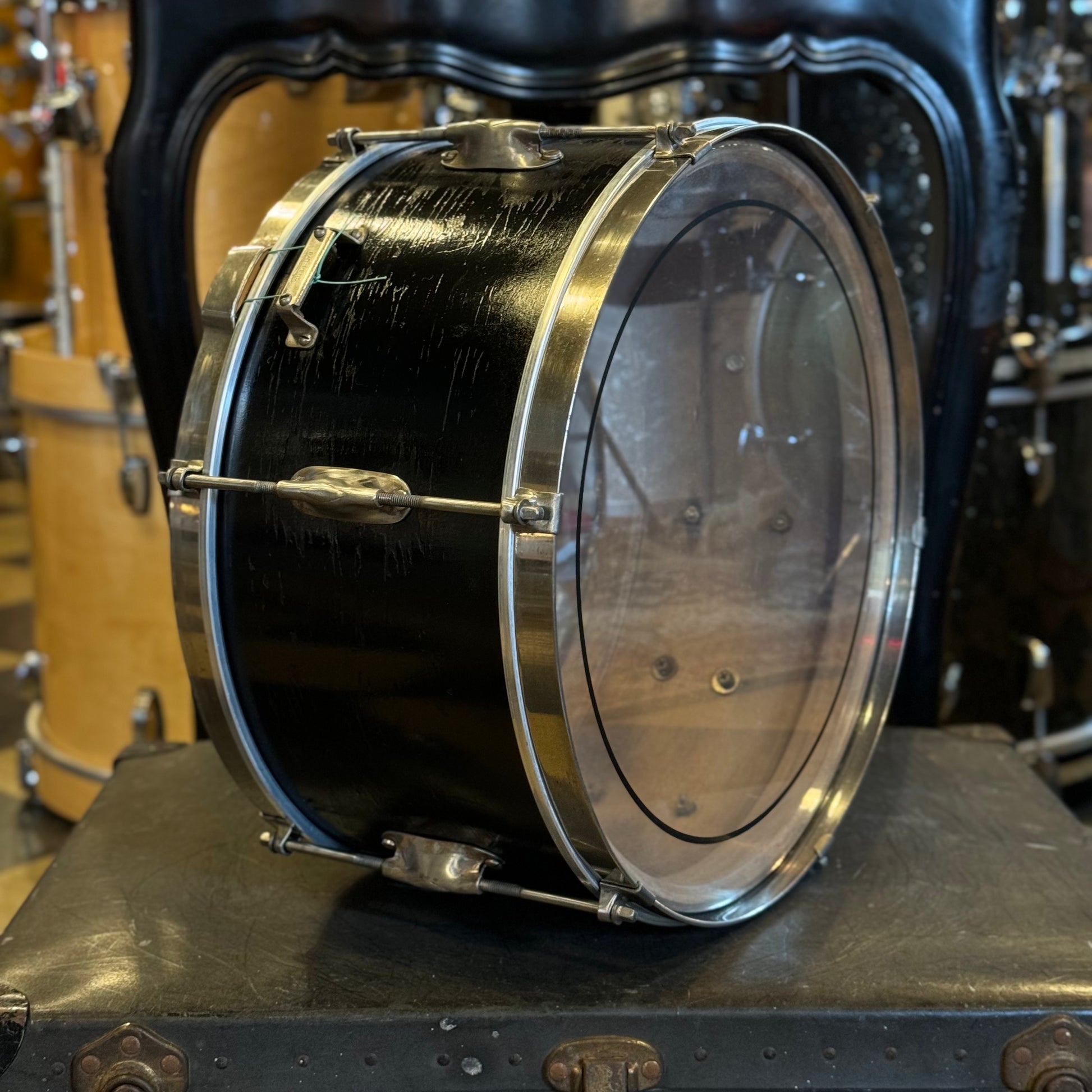 VINTAGE 1940's WFL 7x14 Zephyr Lug 6-Lug Aluminum Badge Snare Drum VINTAGE 1940's WFL 7x14 Zephyr Lug 6-Lug Aluminum Badge Snare Drum