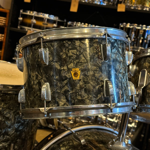 VINTAGE 1961 Ludwig Pre-Serial "Hollywood" Outfit w/ 20" Bass Drum in Black Diamond Pearl - 14x20, 8x12, 8x12, 16x16