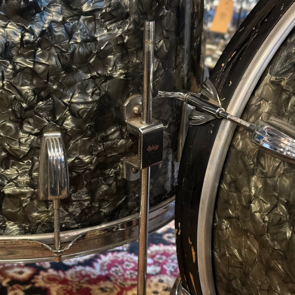 VINTAGE 1961 Ludwig Pre-Serial "Hollywood" Outfit w/ 20" Bass Drum in Black Diamond Pearl - 14x20, 8x12, 8x12, 16x16