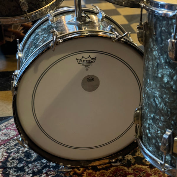 VINTAGE 1961 Ludwig Pre-Serial "Hollywood" Outfit w/ 20" Bass Drum in Black Diamond Pearl - 14x20, 8x12, 8x12, 16x16