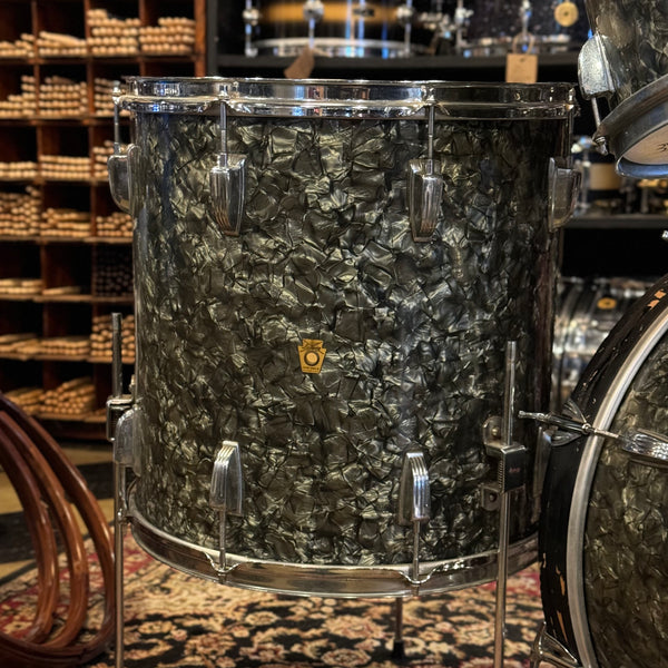 VINTAGE 1961 Ludwig Pre-Serial "Hollywood" Outfit w/ 20" Bass Drum in Black Diamond Pearl - 14x20, 8x12, 8x12, 16x16