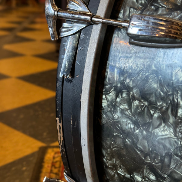 VINTAGE 1961 Ludwig Pre-Serial "Hollywood" Outfit w/ 20" Bass Drum in Black Diamond Pearl - 14x20, 8x12, 8x12, 16x16