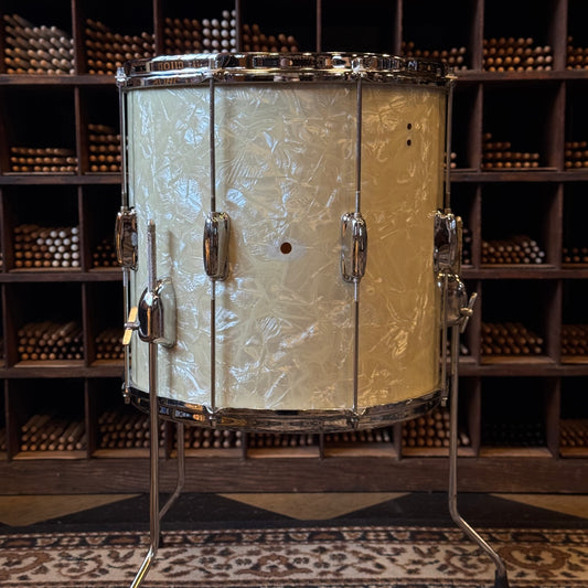 VINTAGE 1970's Slingerland 14x14 Stage Band Floor Tom in White Marine Pearl