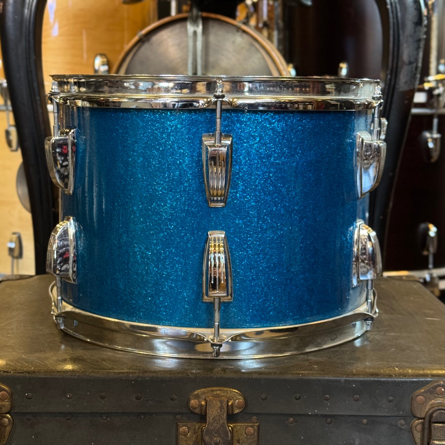 VINTAGE 1960's Ludwig 9x13 Keystone Badge Tom in Blue Sparkle