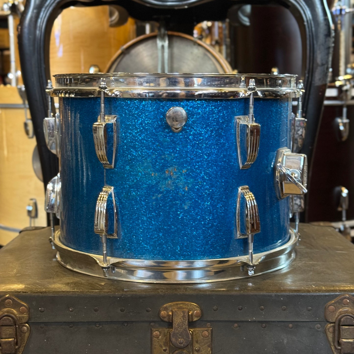 VINTAGE 1960's Ludwig 9x13 Keystone Badge Tom in Blue Sparkle