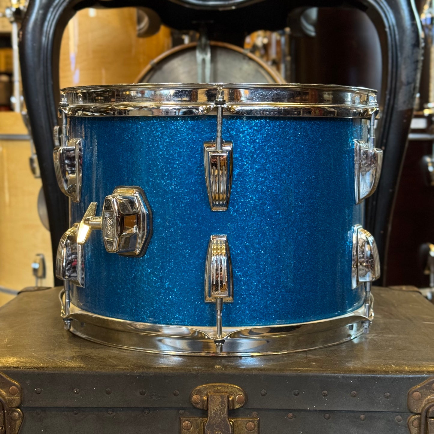 VINTAGE 1960's Ludwig 9x13 Keystone Badge Tom in Blue Sparkle