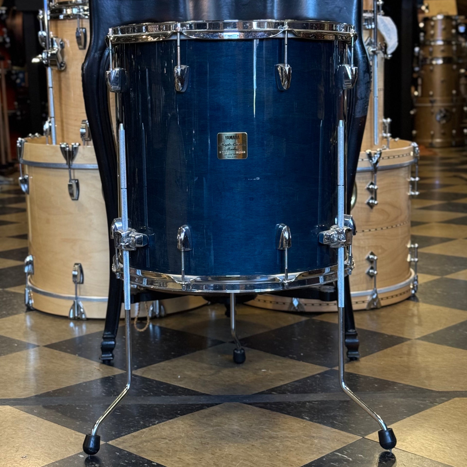 USED Yamaha 16x16 Maple Custom Absolute Floor Tom in Sea Blue